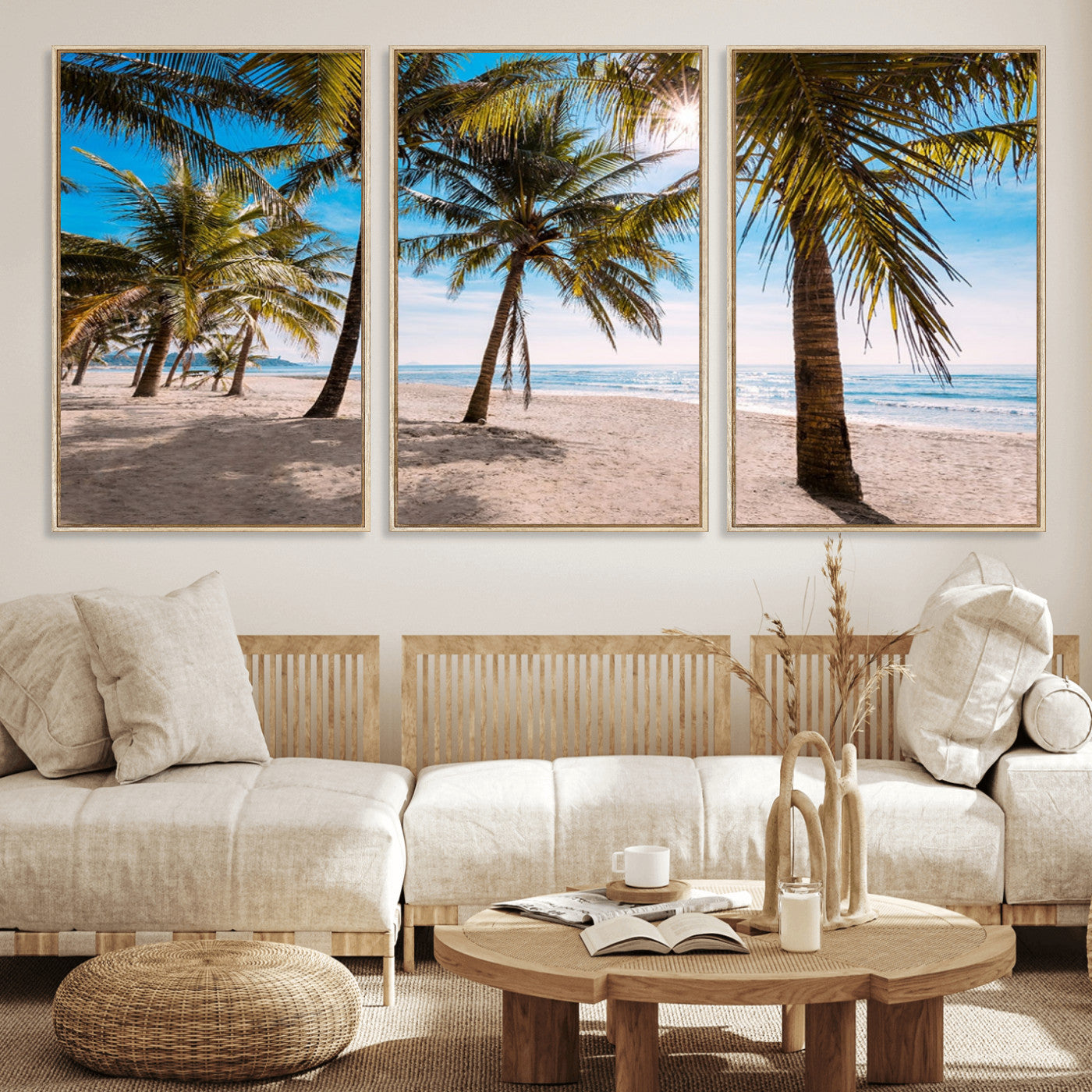 MGV-FC-60X30-3P - Palm Beach Tropical Island Wall Art Canvas Print