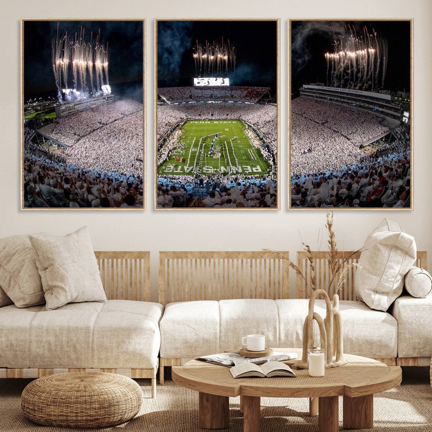 11391-MGV-CV-36X24 - Penn State Football Wall Art Canvas Print – Framed Stadium Game Day Sports Team Spirit Artwork for Home, Office