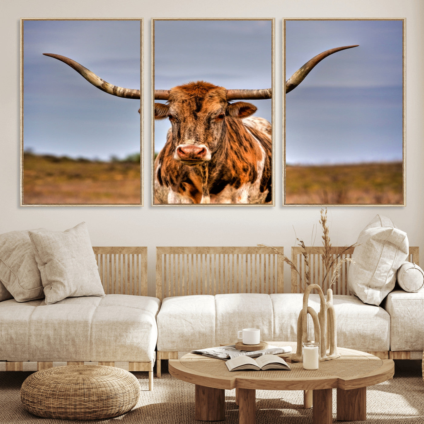 MGV-FC-60X30-3P - Texas Longhorn Wall Art Print