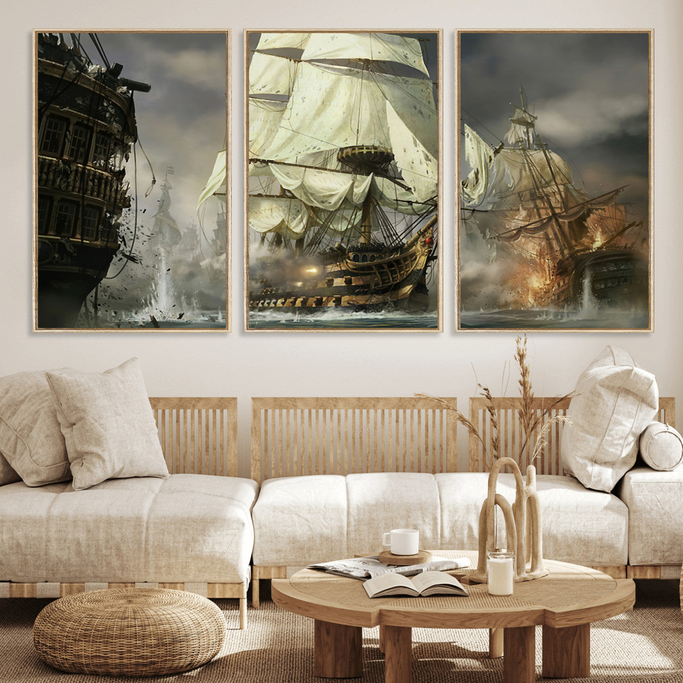MGV-FC-60X30-3P - Pirate Ship War Wall Art Canvas Print