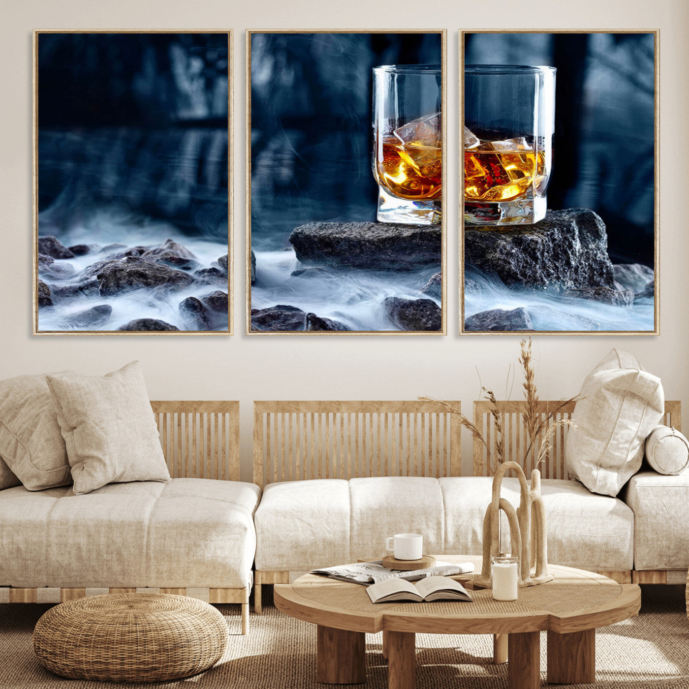 MGV-FC-60X30-3P - Whiskey Ice Wall Art Canvas Print