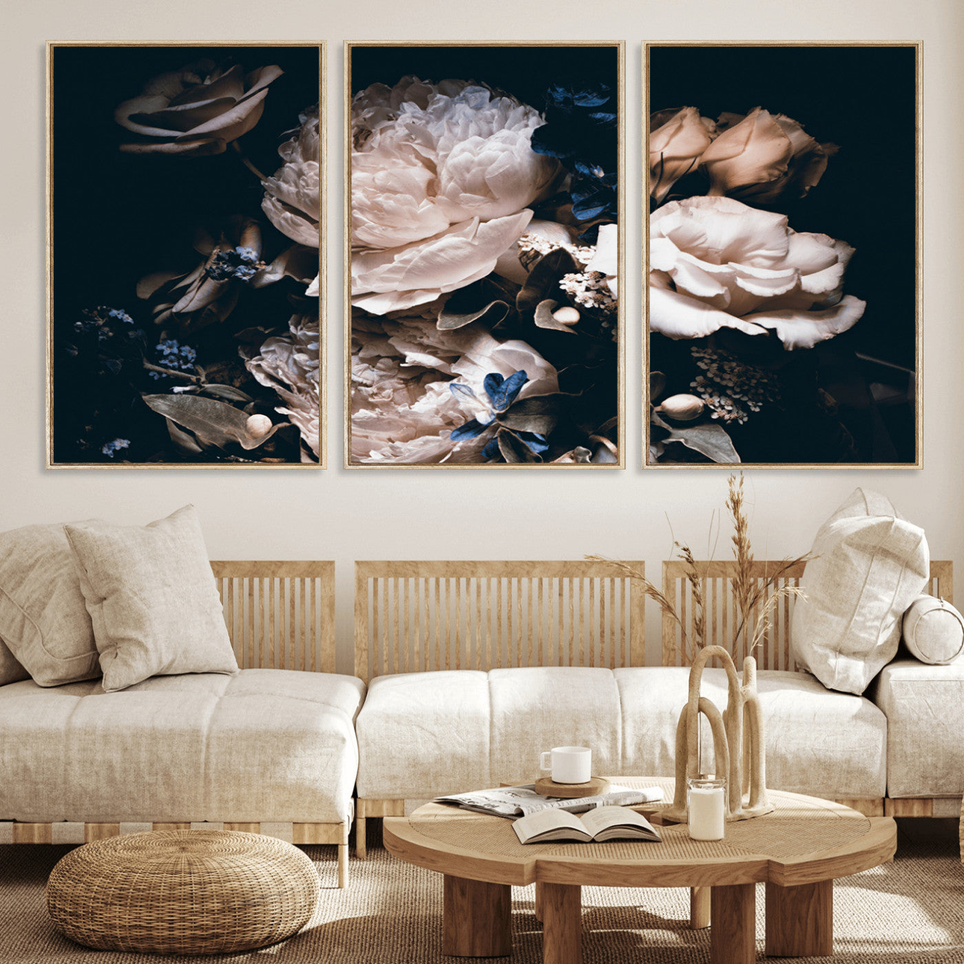 MGV-FC-60X30-3P - Pink Peonies Flowers Large Canvas Art Print
