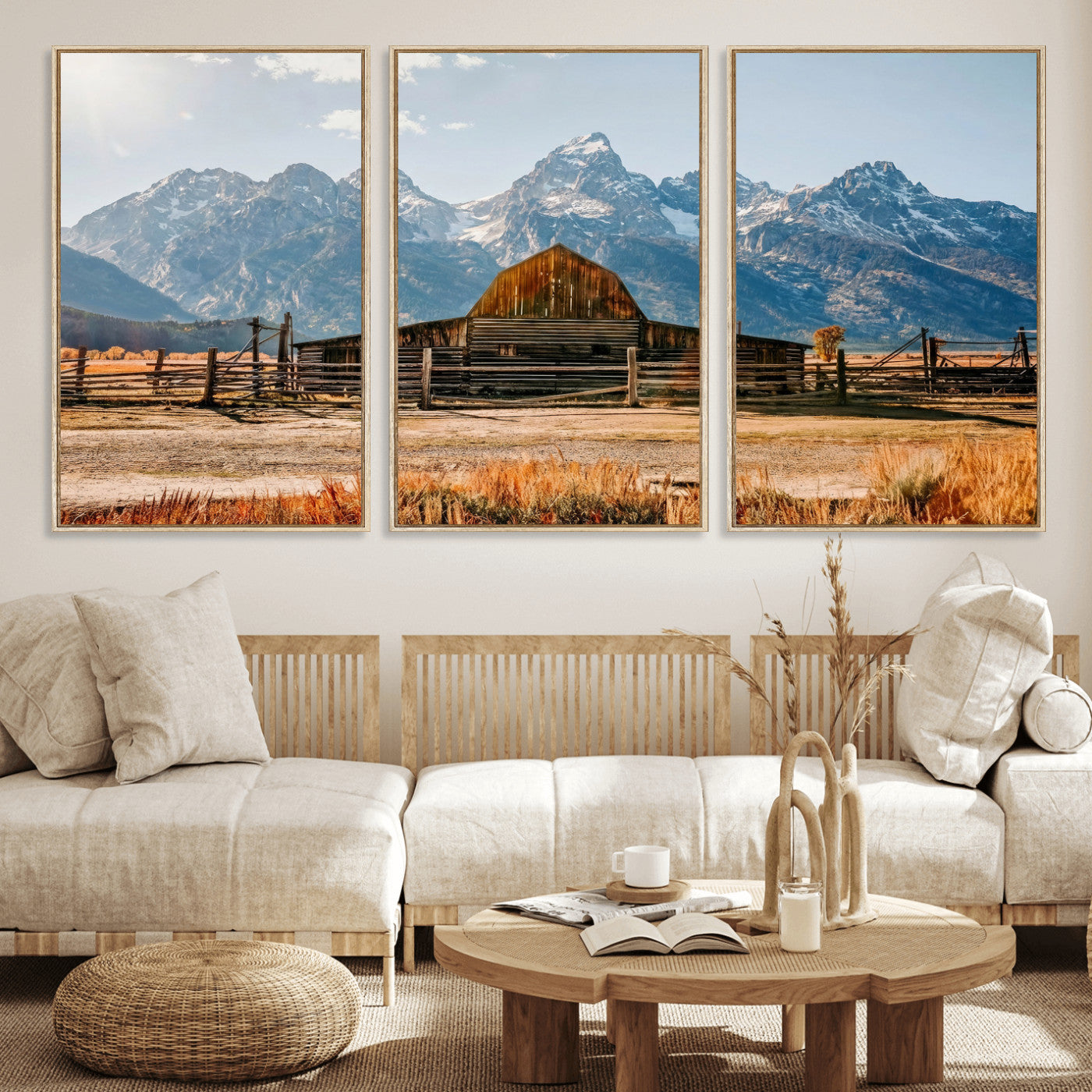 26513-MGV-CV-36X24 - Vintage Old Barn Field Wall Art Canvas Print for Farmhouse Decor - Rustic Barn Wall Art Canvas Print