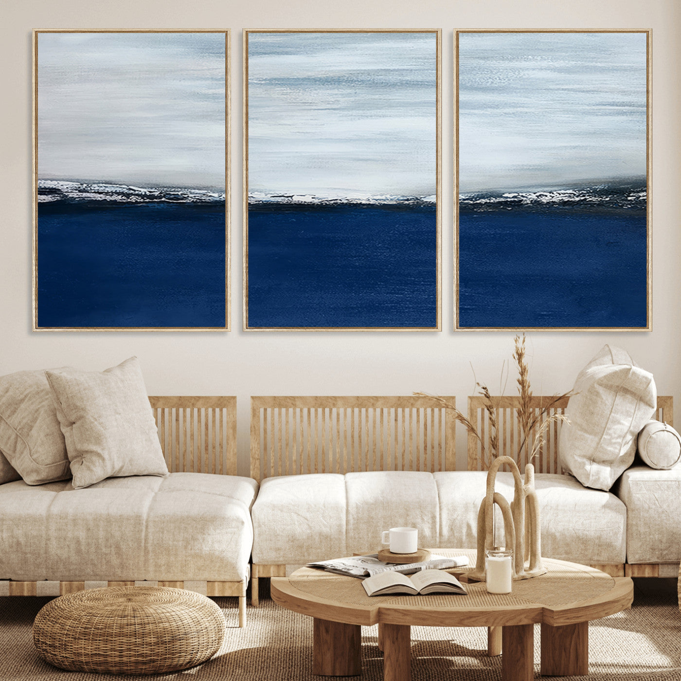 MGV-FC-60X30-3P - Navy Blue Abstract Wall Art Canvas Print