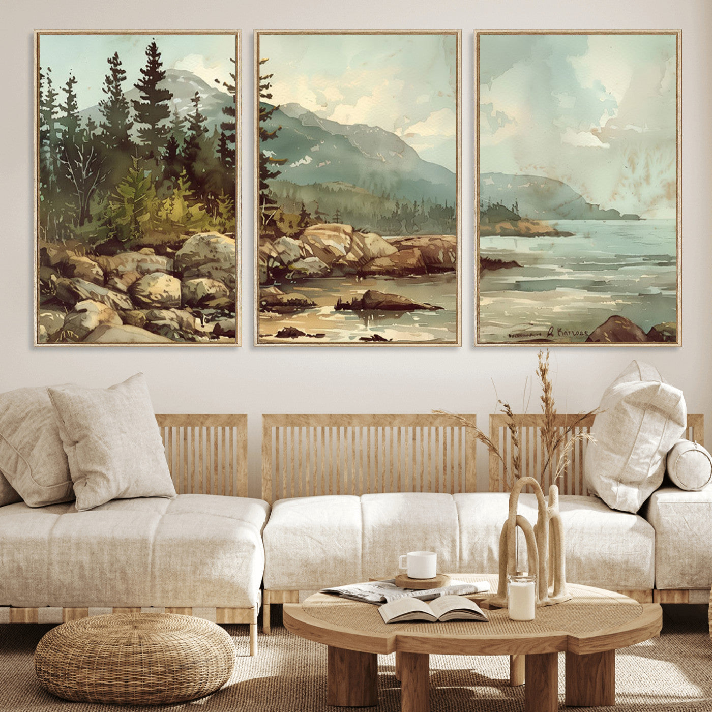 MGV-FC-60X30-3P - Abstract Acadia National Park Wall Art Canvas Print - Stunning 3-Panel Wall Art Canvas Print, Framed, Ready to Hang