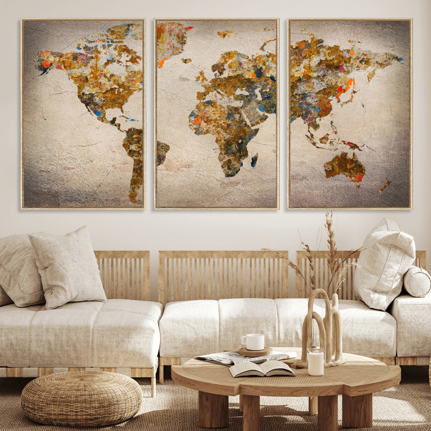 MGV-FC-60X30-3P - Push Pin World Map Canvas Print – Framed Wall Art for Couples to Track Their Travels – Anniversary