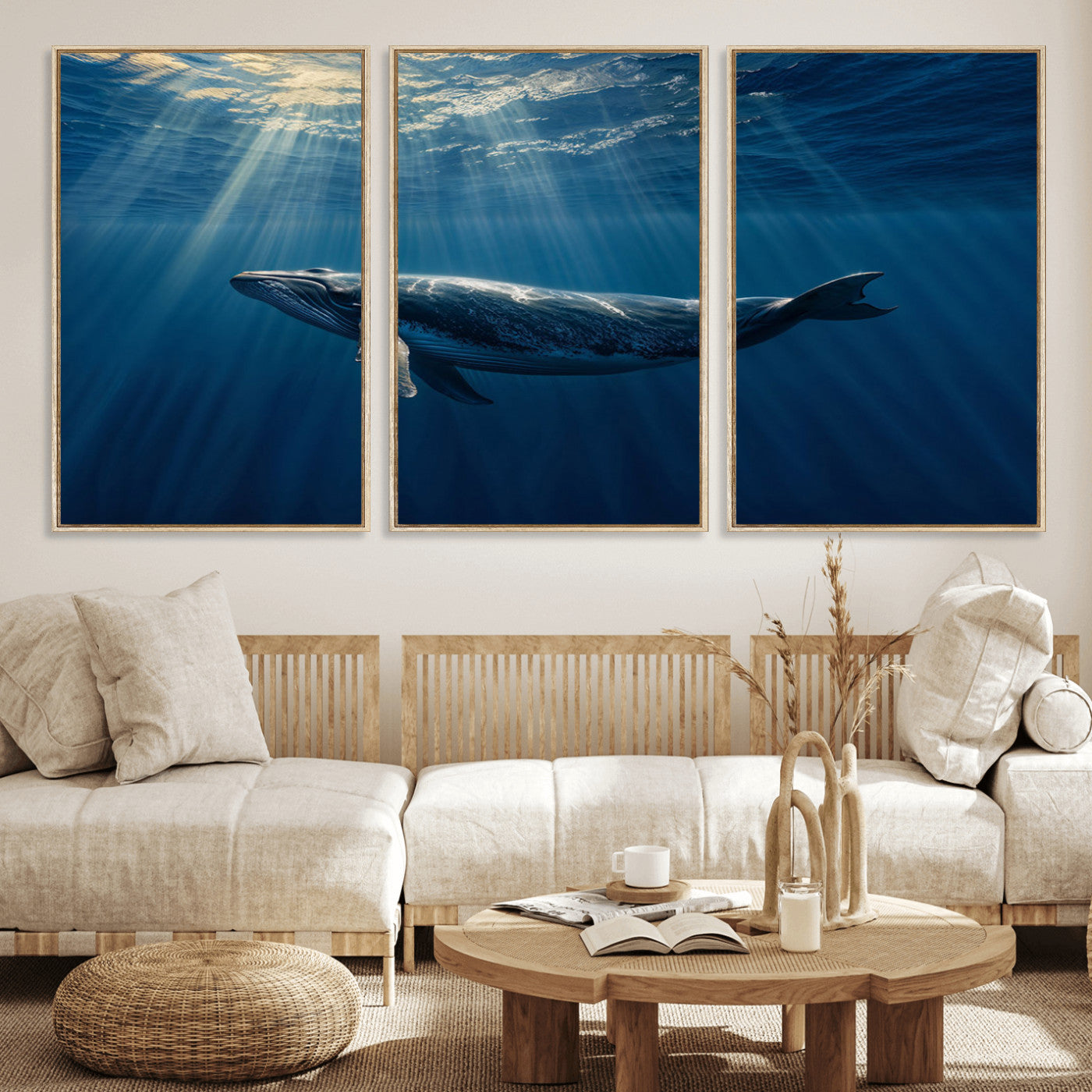 18052-MGV-FC-60X30-3P_Natural-Whale under Ocean Wall Art Canvas Print