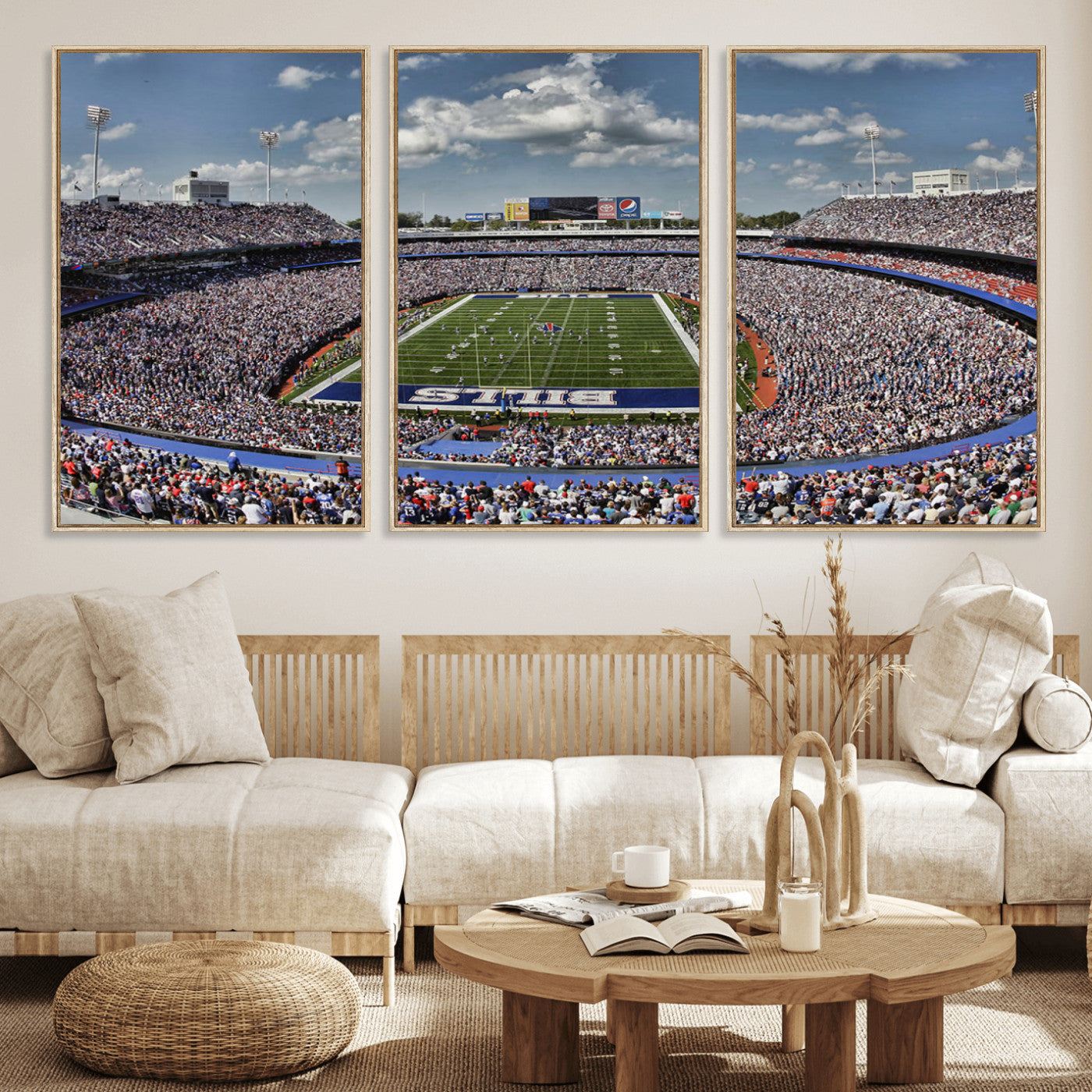 MGV-FC-60X30-3P - Buffalo Bills Highmark Stadium Wall Art Canvas Print - Bills Stadium Game Day Triple Canvas Wall Art - Buffalo Bills NFL Match