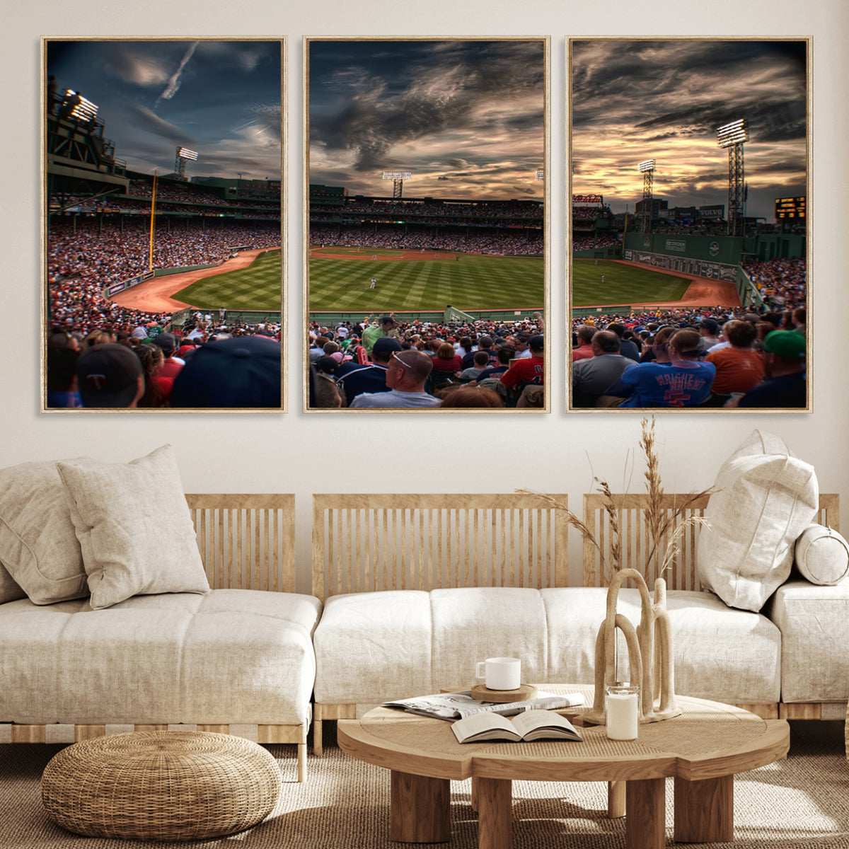 53432-MGV-CV-36X24 - Boston Red Sox Baseball Team Print, Massachusetts Fenway Park Stadium Wall Art Canvas Print