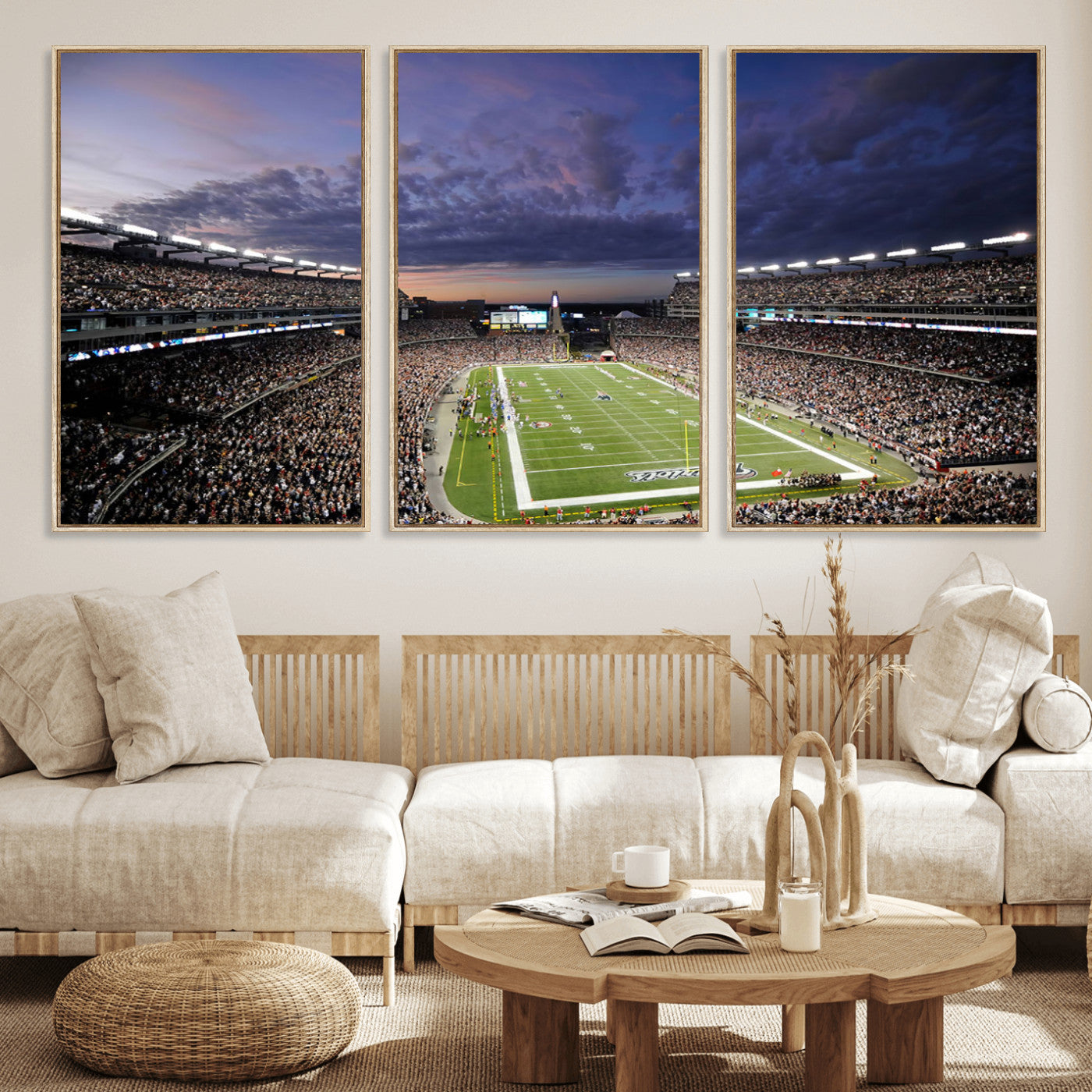 MGV-FC-60X30-3P - New England Patriots Football Team Print - Foxborough Gillette Stadium Wall Art Canvas Print