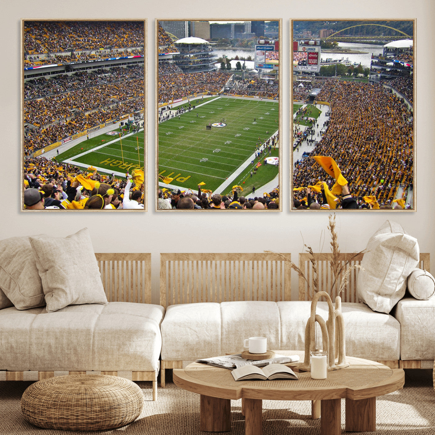 MGV-FC-60X30-3P - Pittsburgh Steelers Football Team Print - Pittsburgh Heinz Field Stadium Wall Art Canvas Print