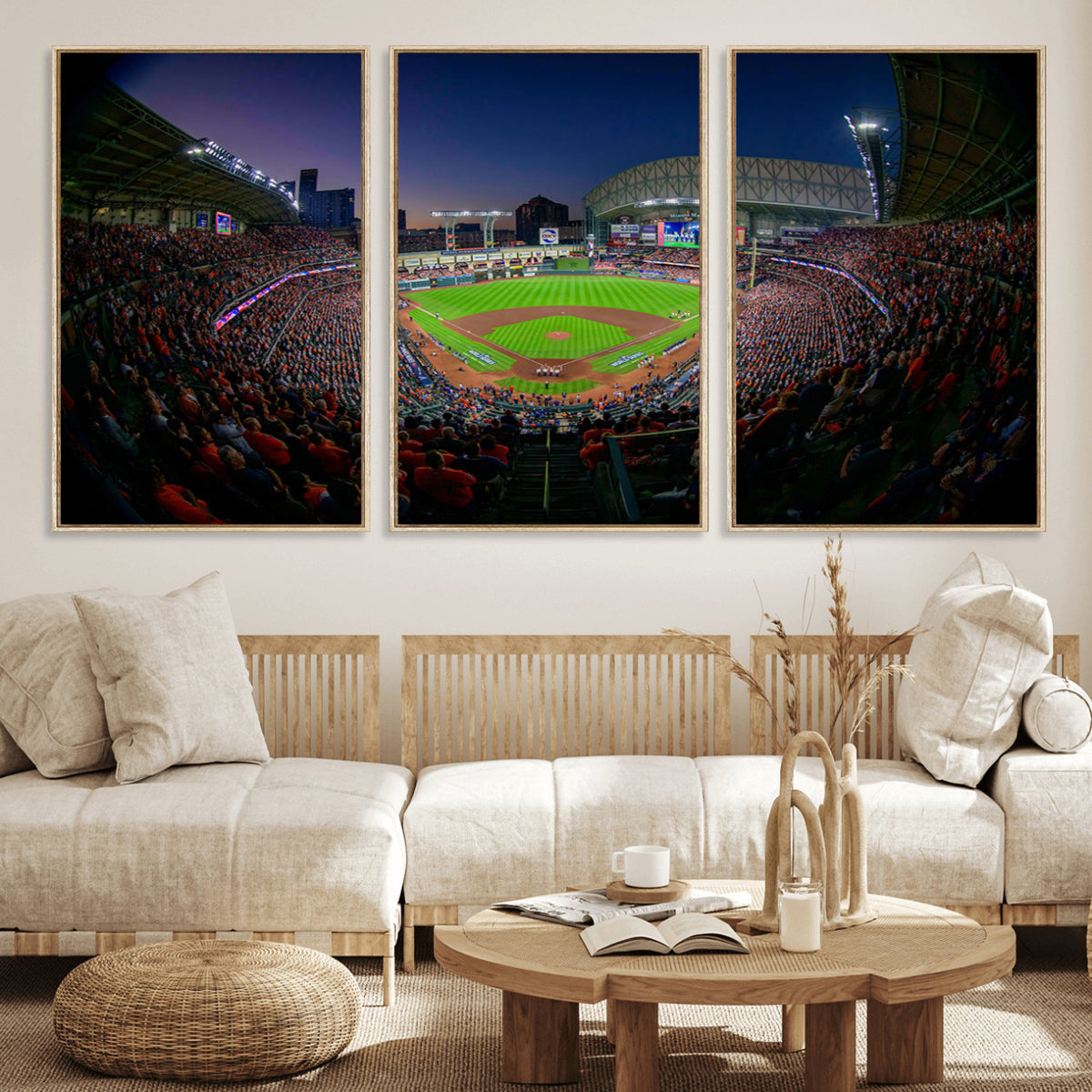 44322-MGV-CV-36X24 - Houston Astros Baseball Print Canvas, Houston Minute Maid Park Stadium Wall Art