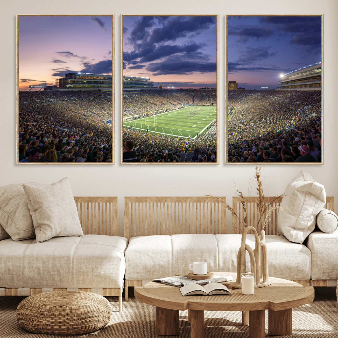 MGV-FC-60X30-3P - Notre Dame Fighting Irish Football Team Print - Notre Dame Stadium Wall Art Canvas Print