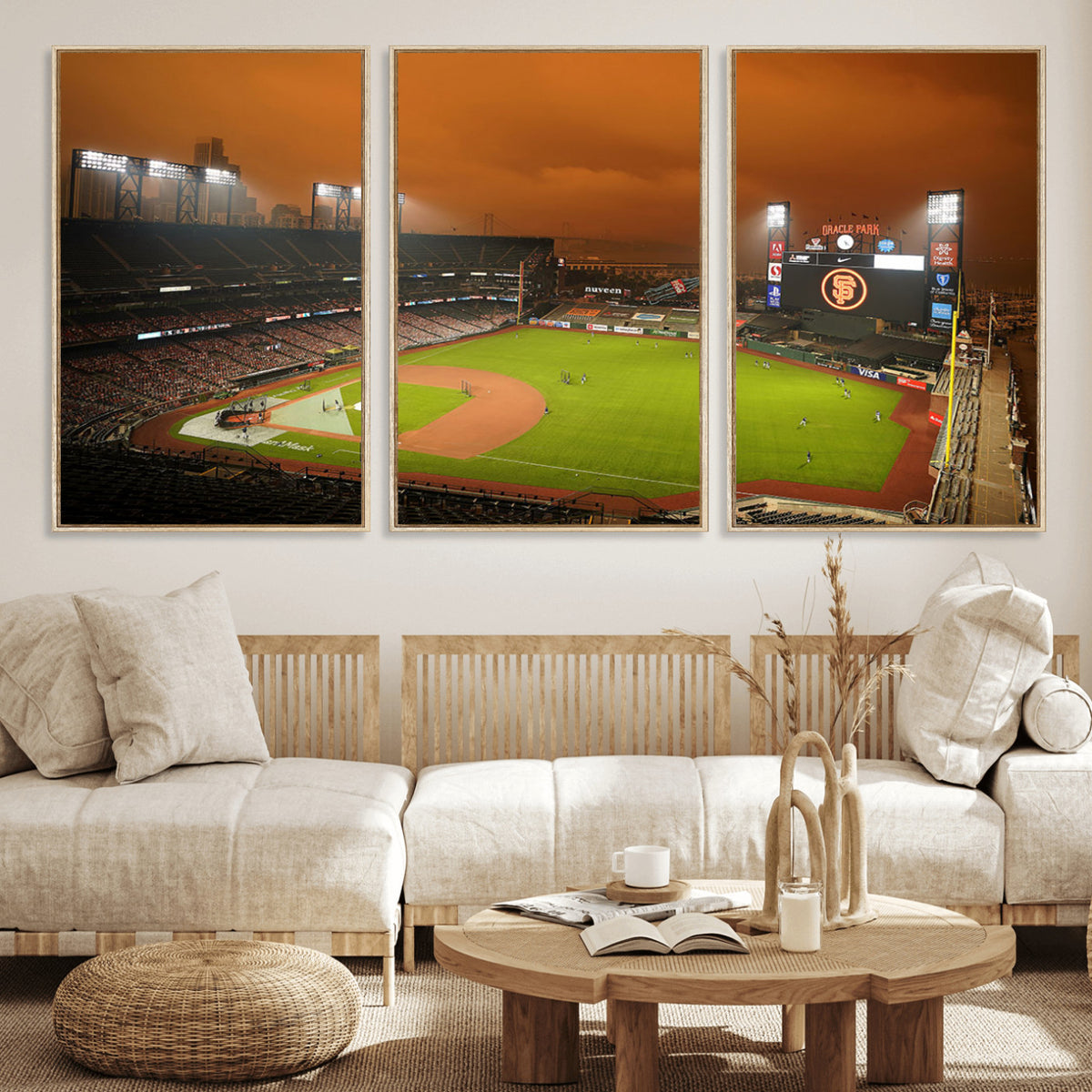 31315-MGV-CV-36X24 - San Francisco Giants Baseball Team Print, Oracle Park Stadium Wall Art Canvas Print
