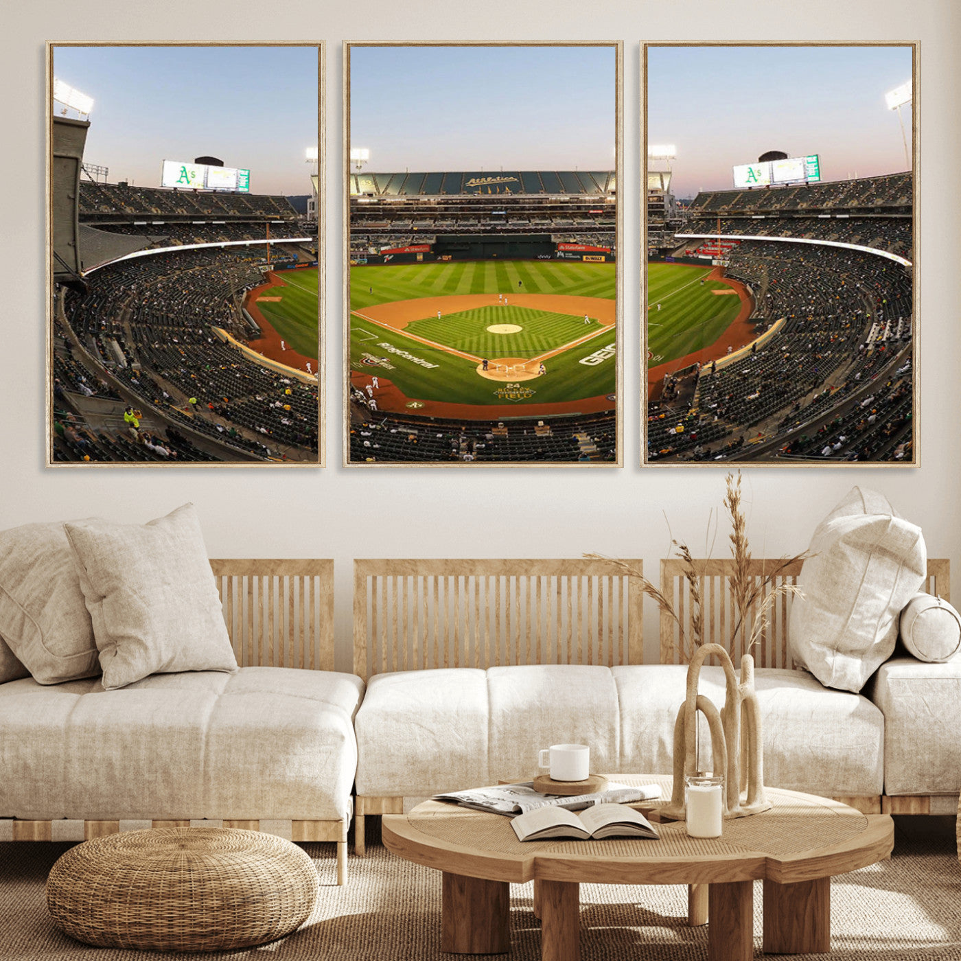 MGV-FC-60X30-3P - Oakland Athletics Baseball Team Print - RingCentral Coliseum Stadium Wall Art Canvas Print