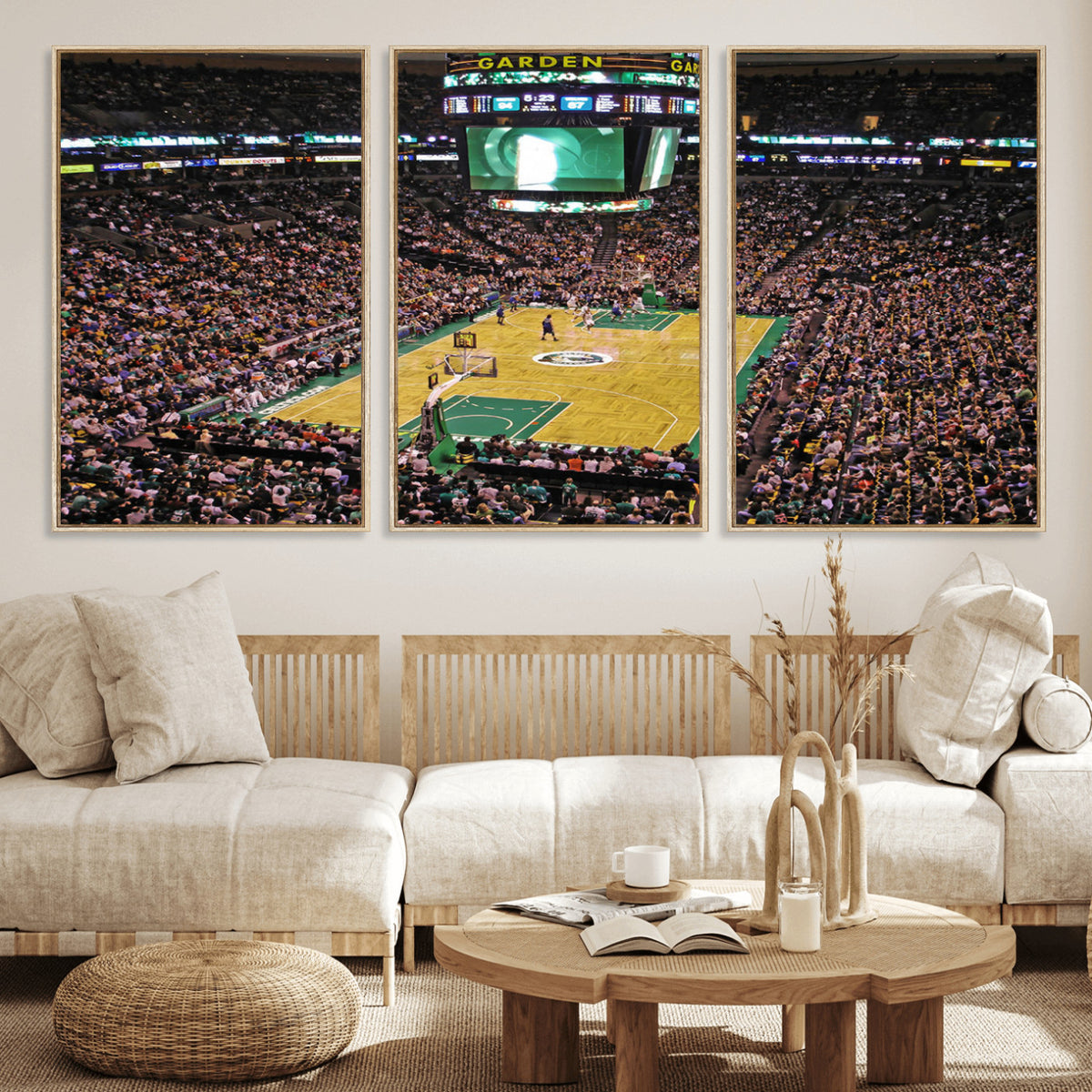 21705-MGV-CV-36X24 - TD Garden Basketball Canvas Wall Art | Boston Celtics Live Action