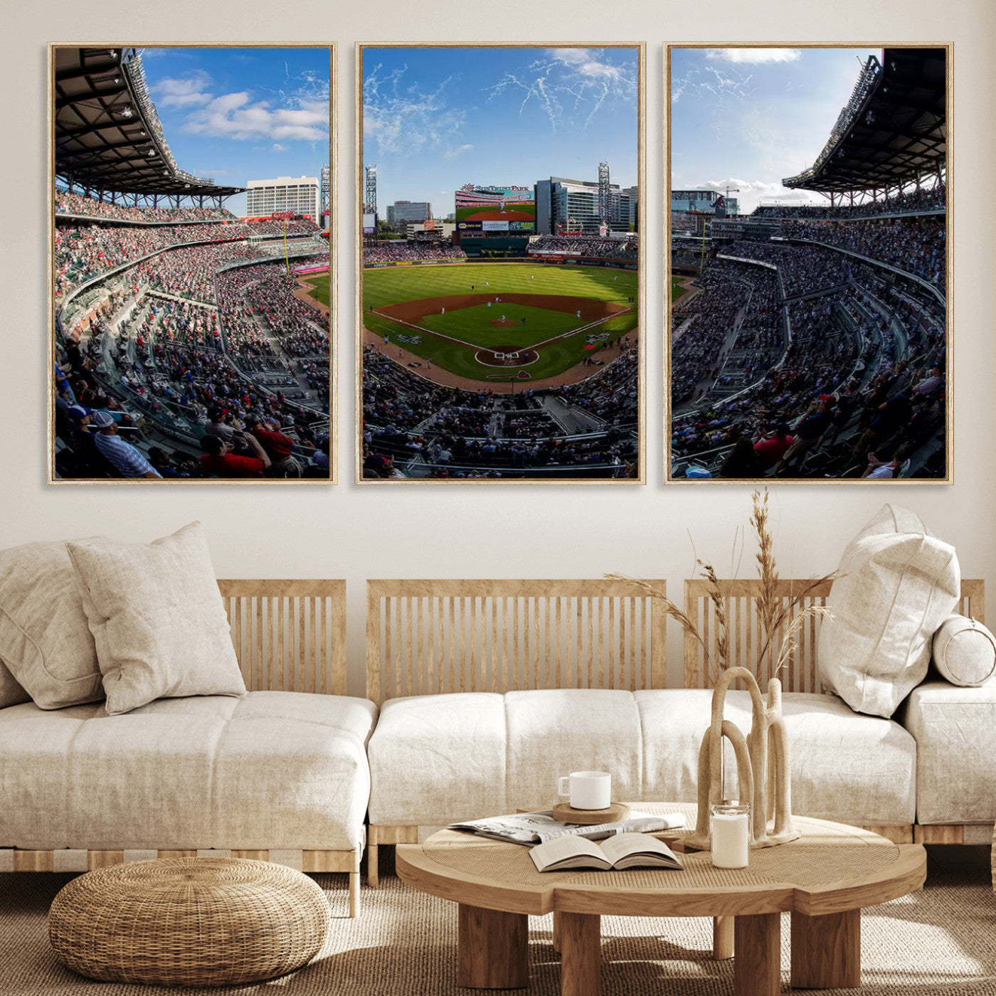 MGV-FC-60X30-3P - Truist Park Stadium Triple Canvas Wall Art - Atlanta Braves Game Day Exclusive Decor