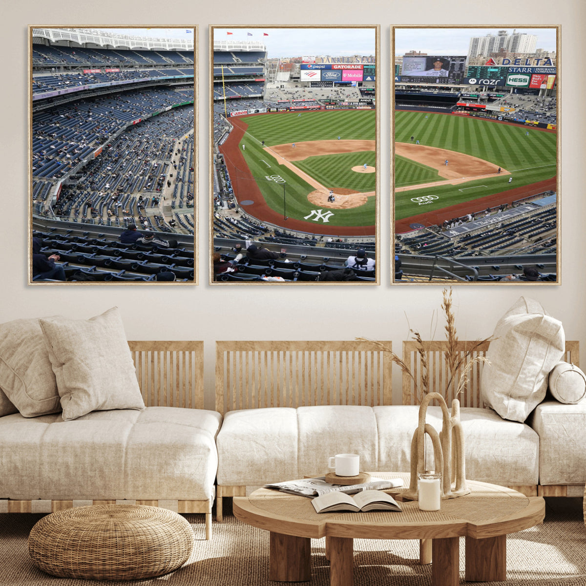 45784-MGV-CV-36X24 - New York Yankees Baseball Team Print, Yankee Stadium Wall Art Canvas Print