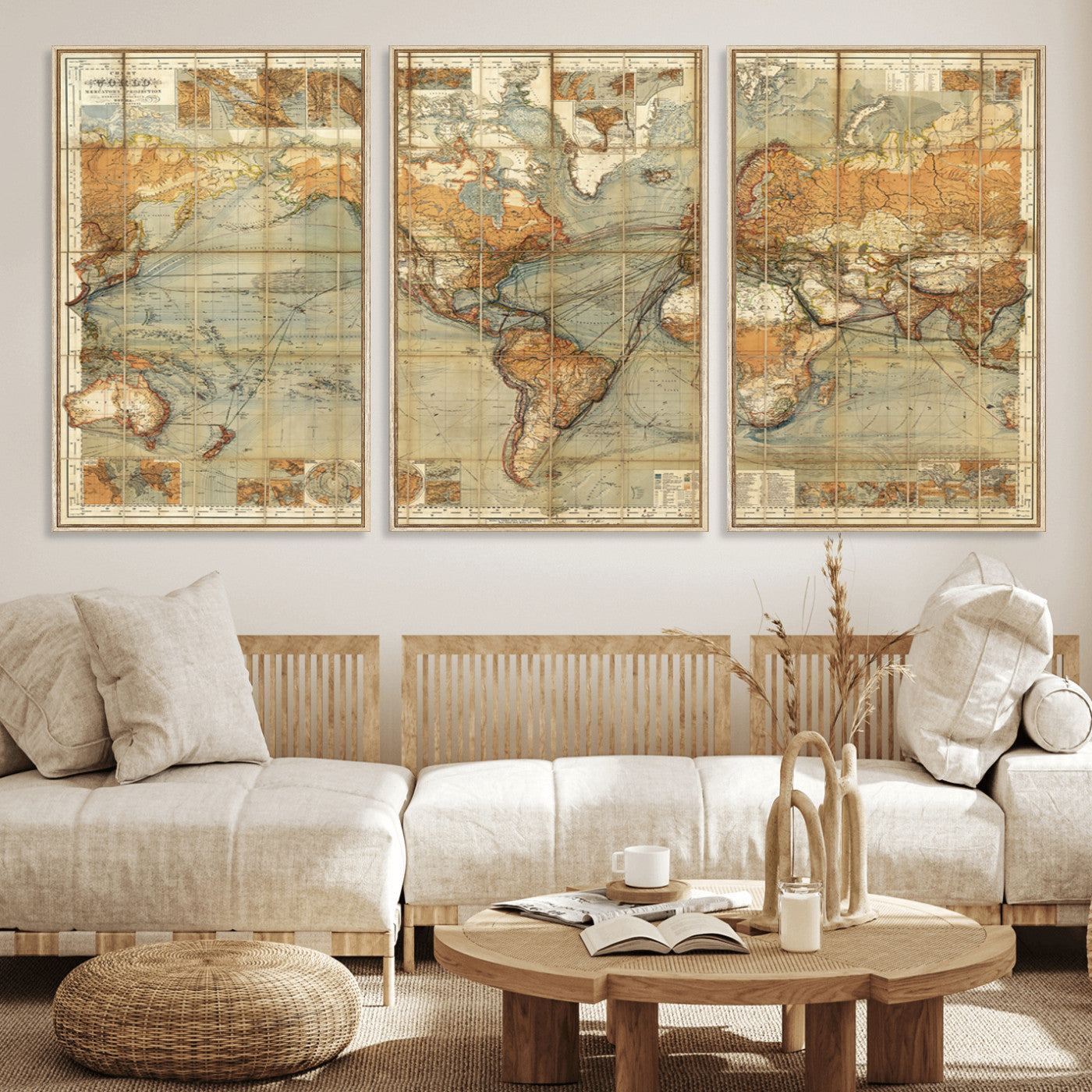 MGV-FC-60X30-3P - Push Pin World Map Canvas Print – Framed Wall Art for Couples to Track Their Travels – Anniversary