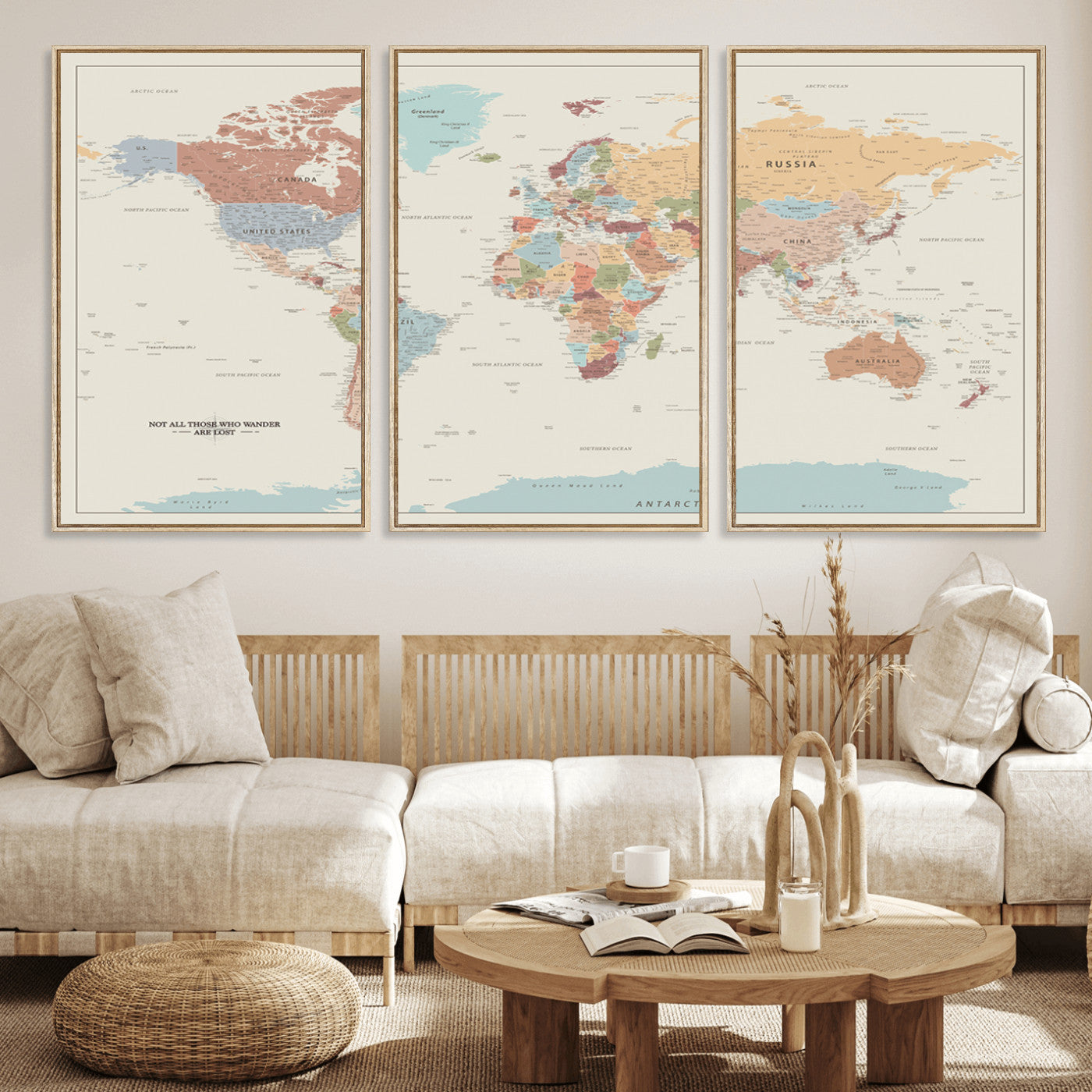 MGV-FC-60X30-3P - Push Pin World Map Canvas Print – Framed Wall Art for Couples to Track Their Travels – Anniversary