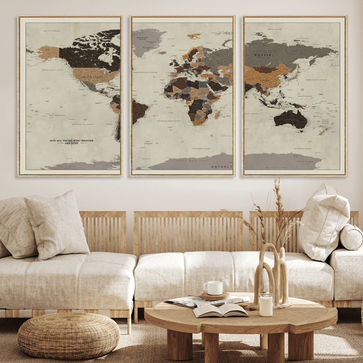 MGV-FC-60X30-3P - Push Pin World Map Canvas Print – Framed Wall Art for Couples to Track Their Travels – Anniversary