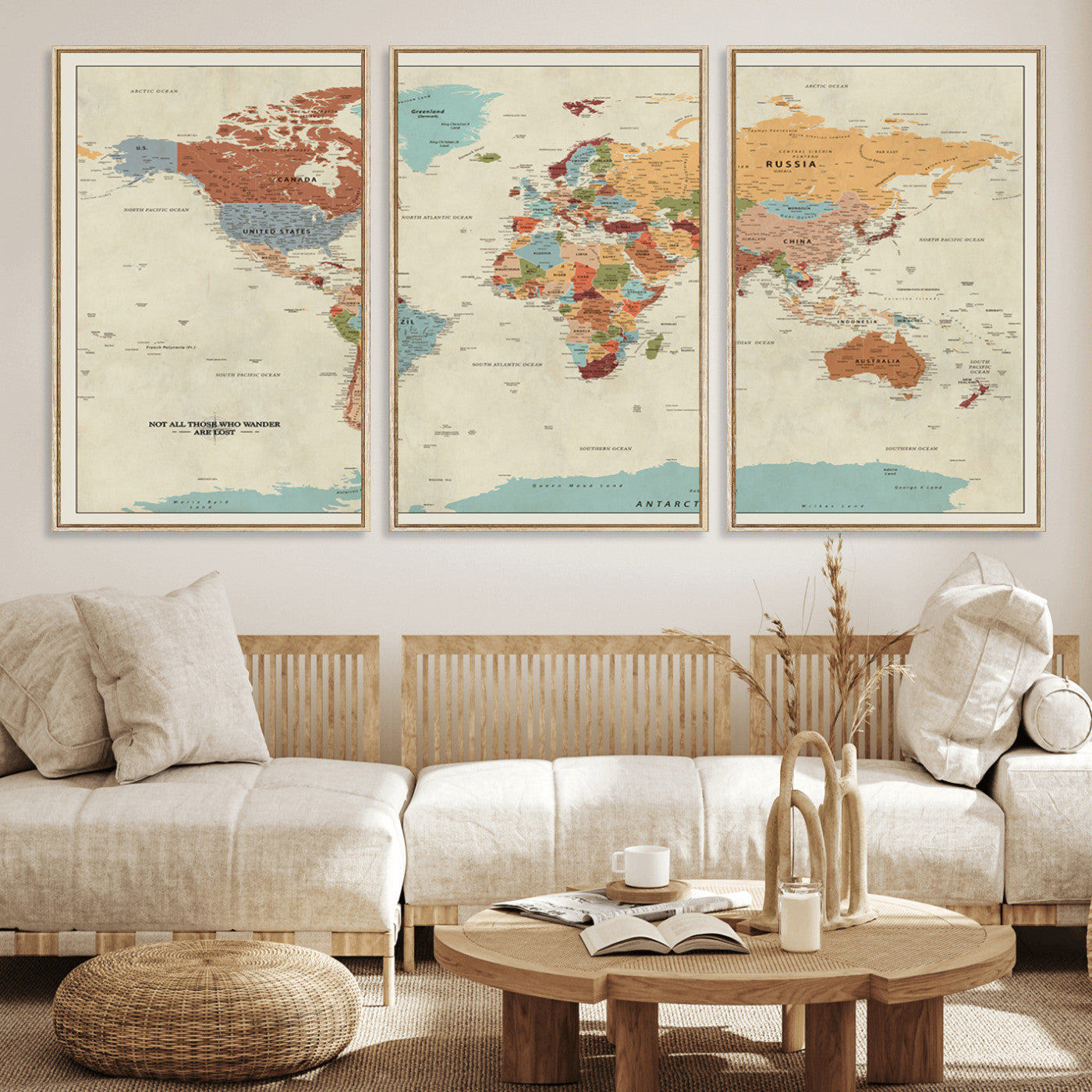 MGV-FC-60X30-3P - Push Pin World Map Canvas Print – Framed Wall Art for Couples to Track Their Travels – Anniversary