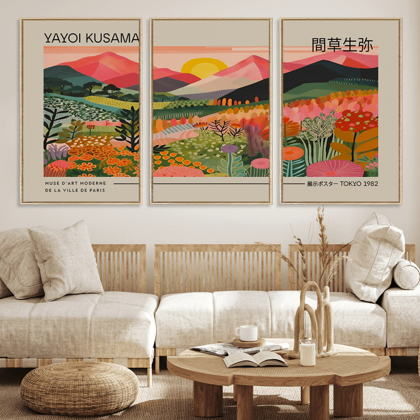 MGV-FC-60X30-3P - Yayoi Kusama 1986 Wall Art Print - Wabi Sabi Japanese Wall Art Print - Vibrant Abstract Landscape
