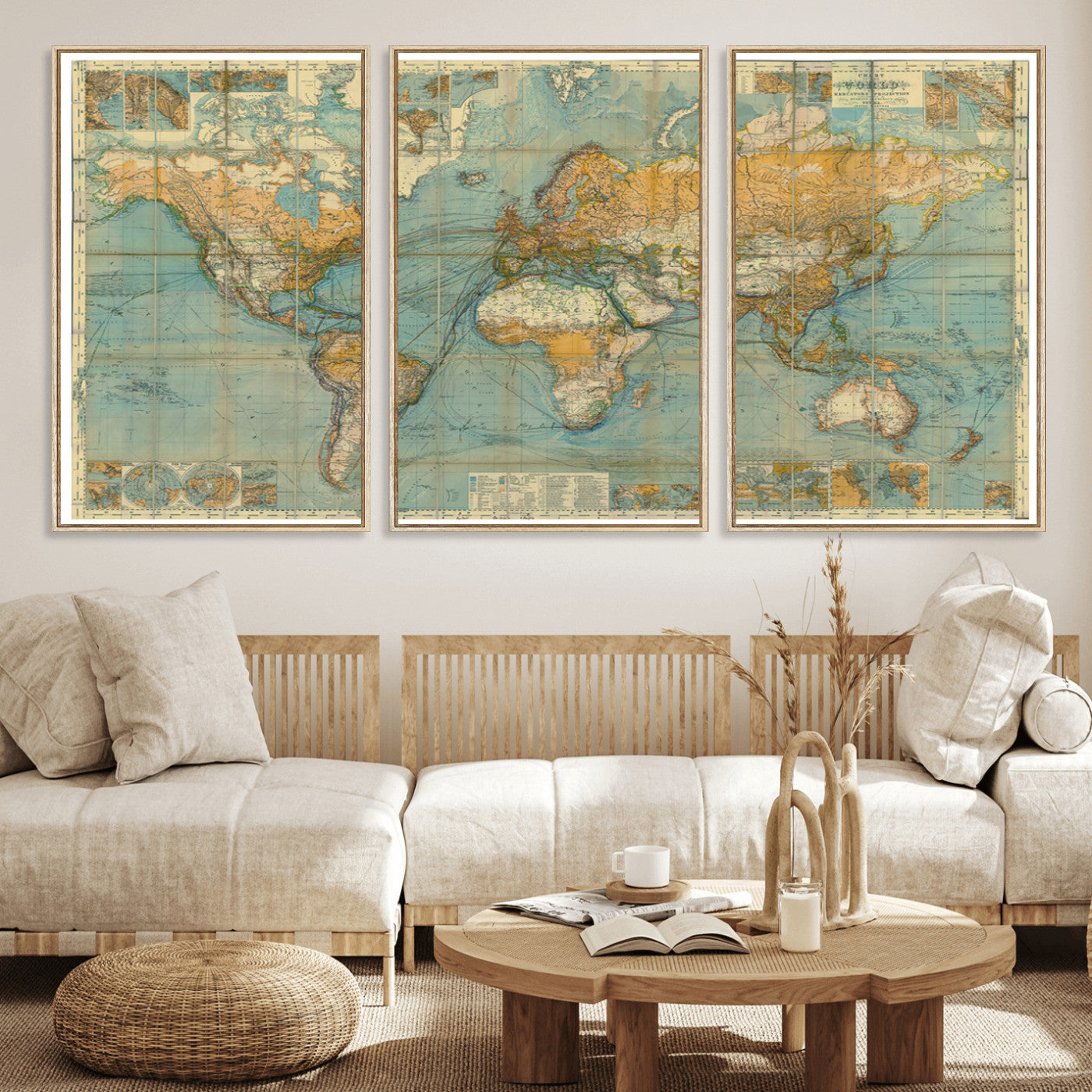MGV-FC-60X30-3P - Push Pin World Map Canvas Print – Framed Wall Art for Couples to Track Their Travels – Anniversary