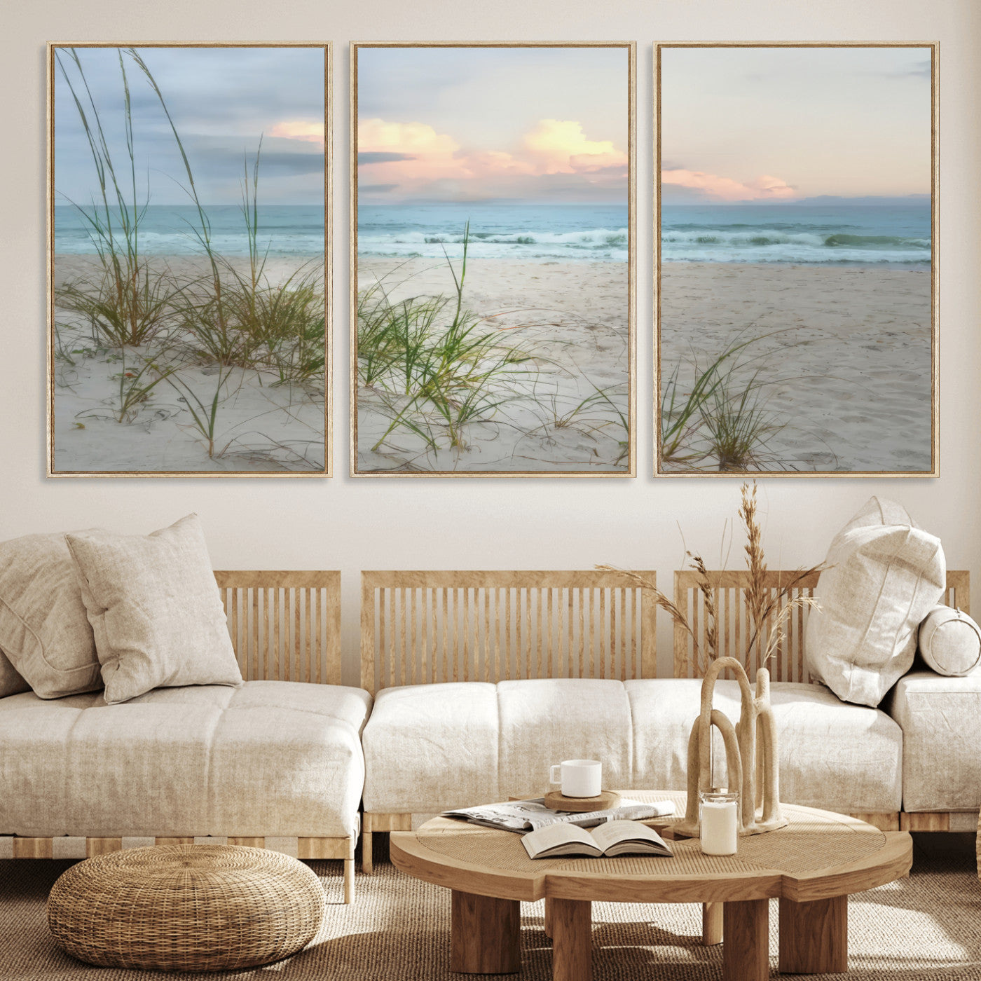 MGV-FC-60X30-3P - Flight Over Coastal Beach Landscape, Flight Over Coastal Beach Print Canvas Wall Art