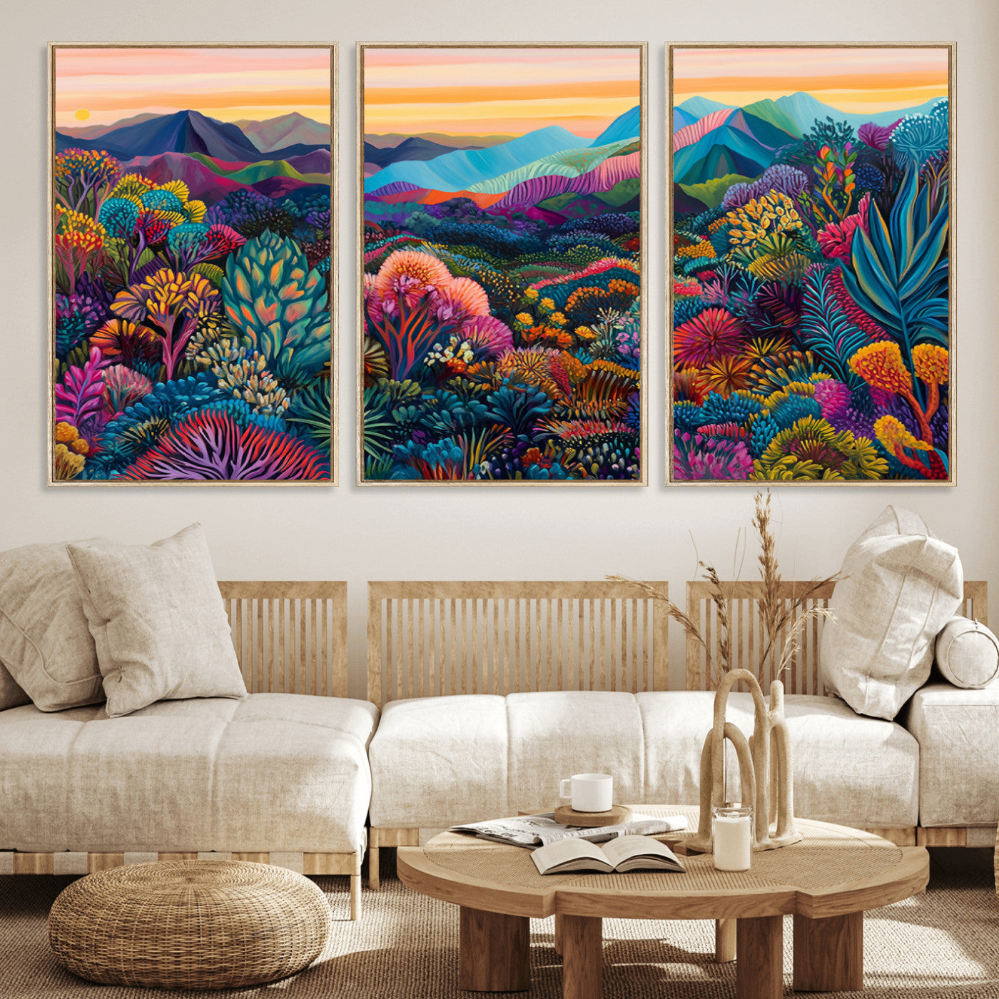 MGV-FC-60X30-3P - Colorful Abstract Landscape Wall Art Print Canvas - Vibrant Modern Decor for Living Room, Office, or
