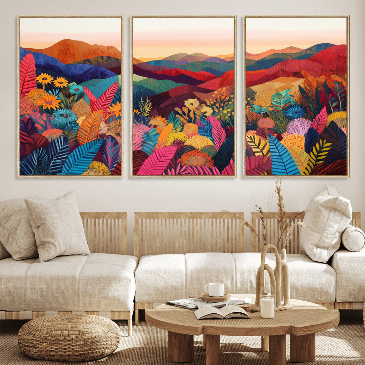 MGV-FC-60X30-3P - YAYOI KUSAMA Abstract Print - Landscape Canvas Wall Art Print - Vibrant Modern Decor for Living