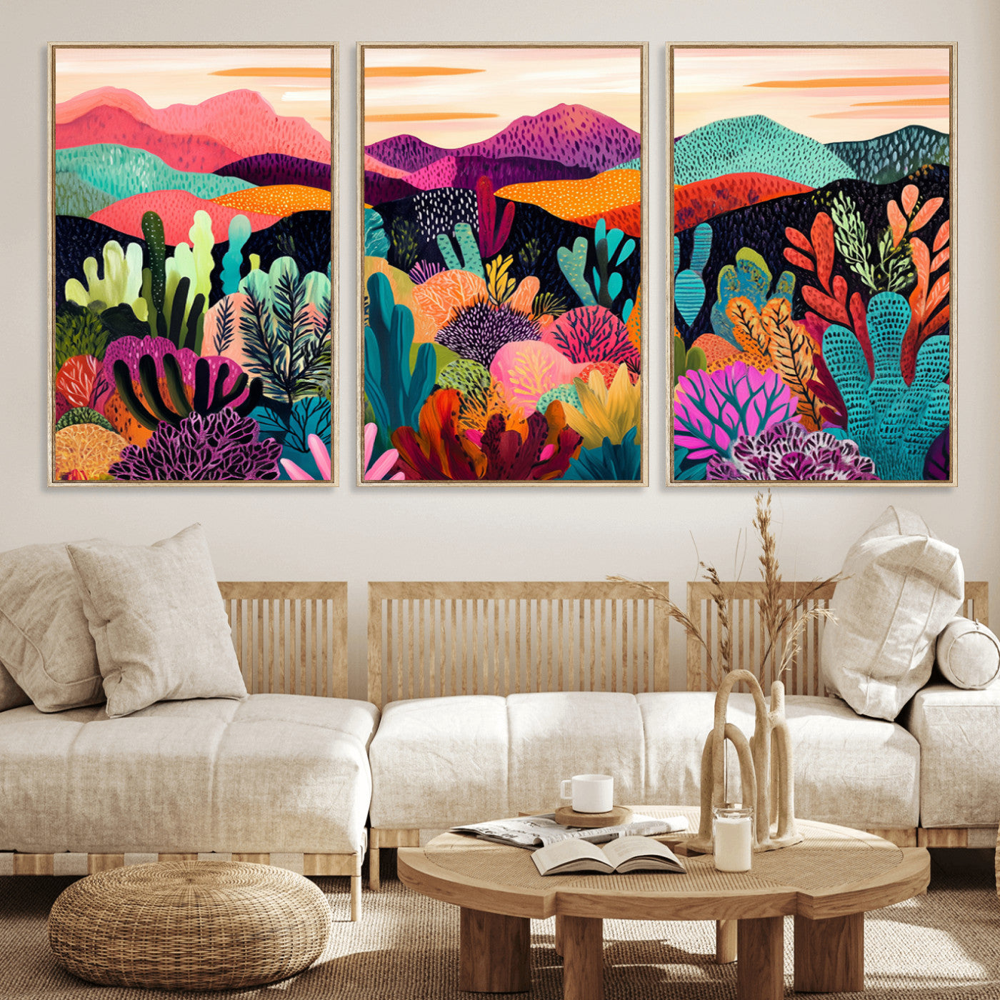 MGV-FC-60X30-3P - Abstract Kusama Print - Landscape Canvas Wall Art Print - Vibrant Modern Decor for Living Room,