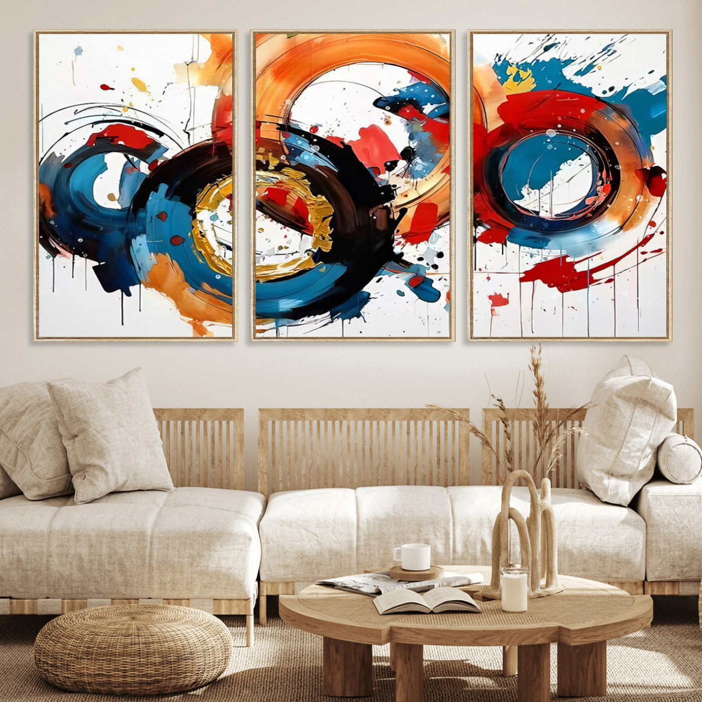 MGV-FC-60X30-3P - Abstract Wall Art, Rings Wall Art Canvas Print