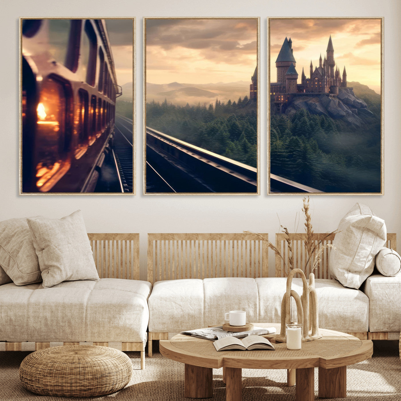 MGV-FC-60X30-3P - Harry Castle Wall Art Canvas Print, Wizard School Wall Art Print, Movie Wall Art Print