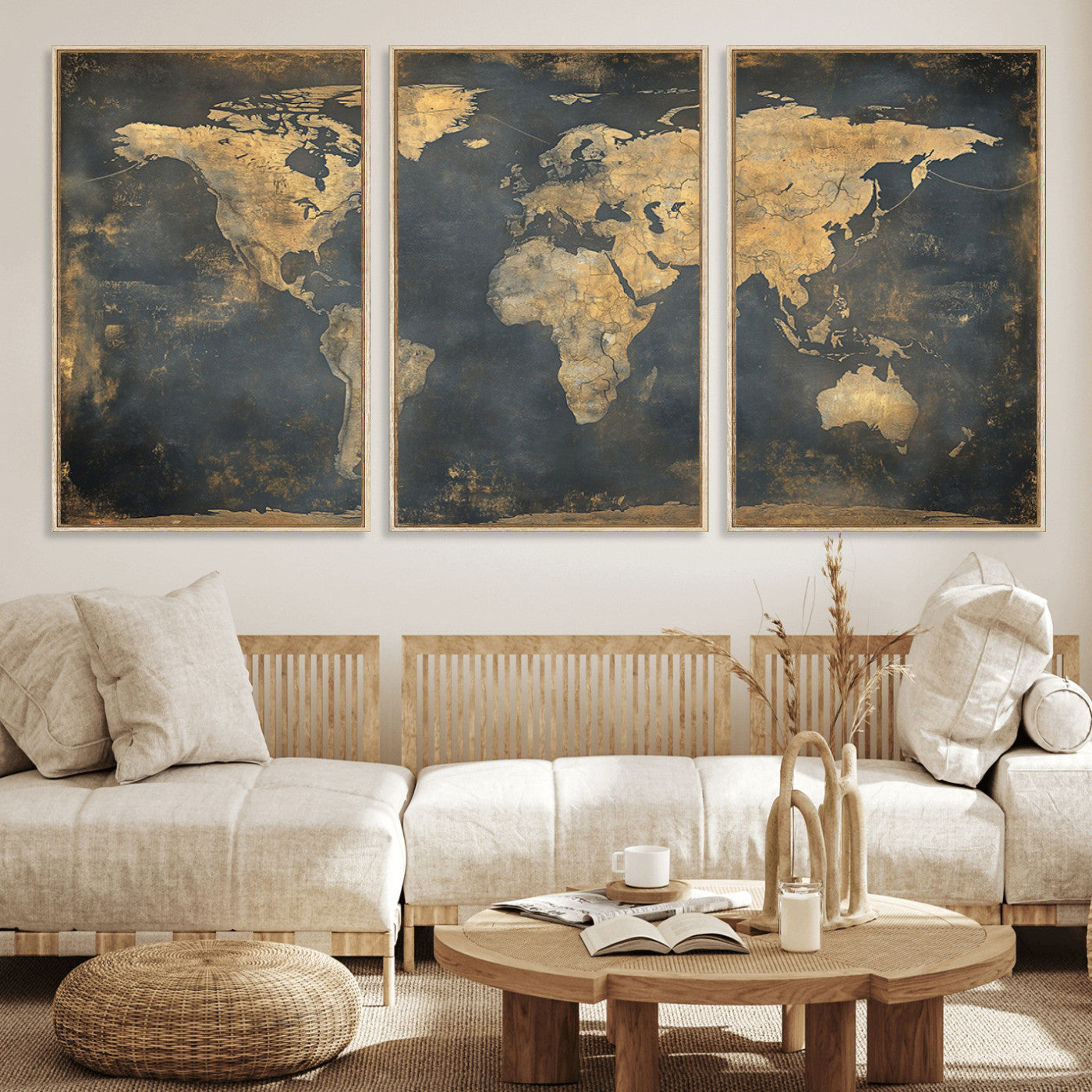 MGV-FC-60X30-3P - Push Pin World Map Canvas Print – Framed Wall Art for Couples to Track Their Travels – Anniversary