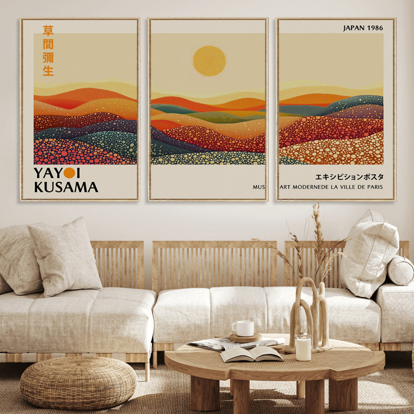 MGV-FC-60X30-3P - Yayoi Kusama Art Print Wall Decor – Yayoi Kusama Wabi Sabi Japanese Wall Art Print - Vibrant