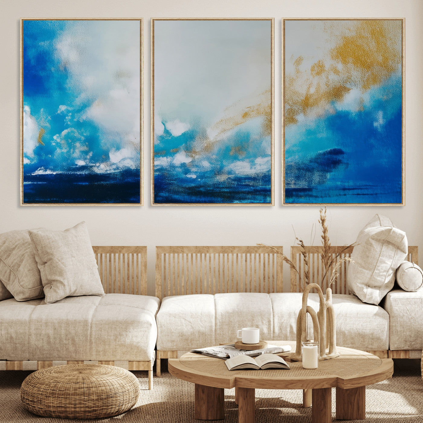 MGV-FC-60X30-3P - Blue Abstract Print - Dynamic Ocean-Inspired Canvas Wall Art