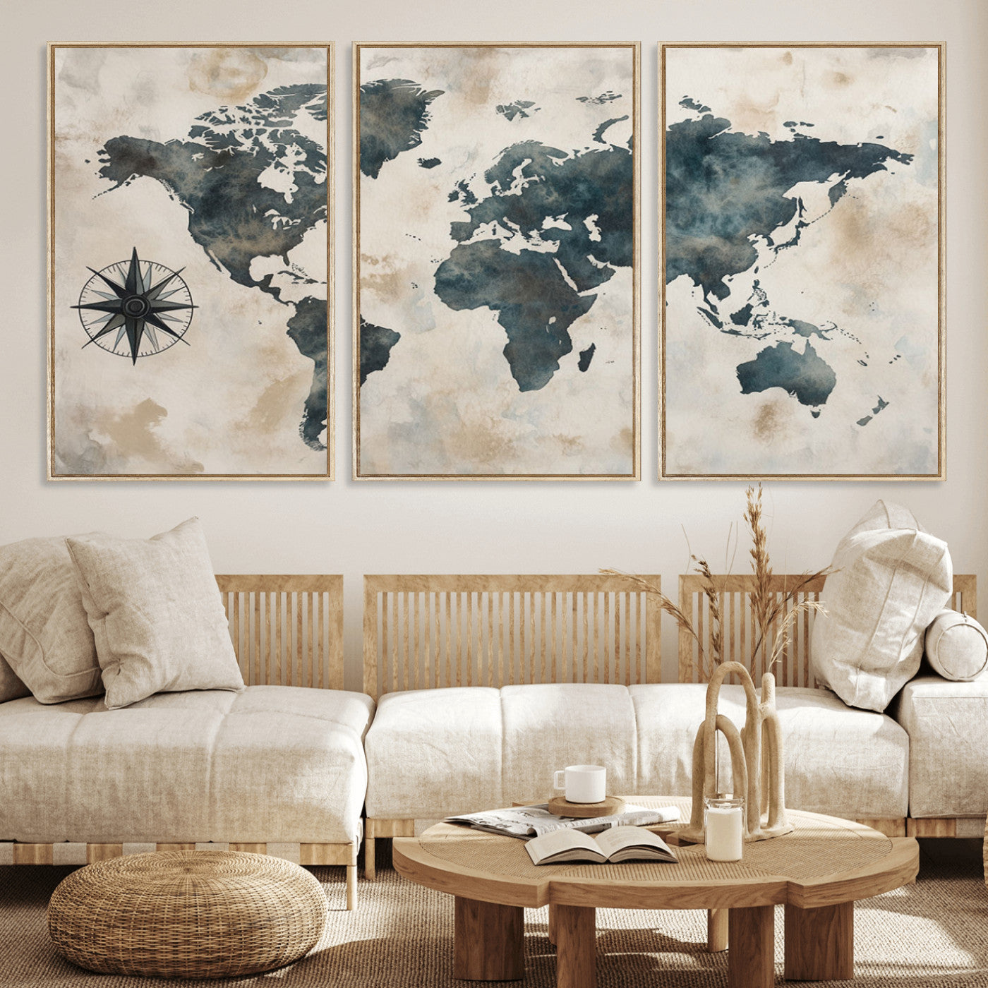 MGV-FC-60X30-3P - Push Pin World Map Canvas Print – Framed Wall Art for Couples to Track Their Travels – Anniversary
