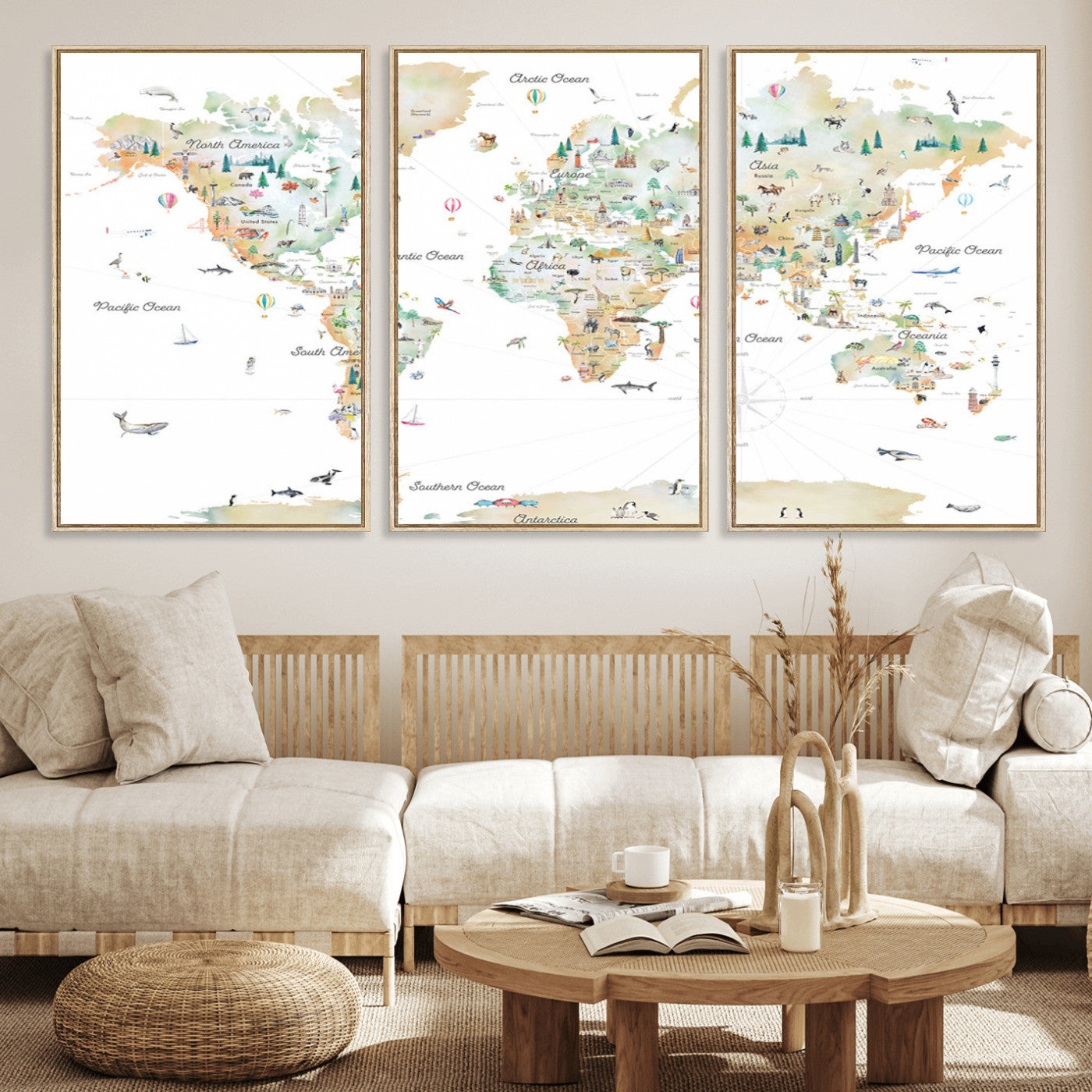 MGV-FC-60X30-3P - Push Pin World Map Canvas Print – Framed Wall Art for Couples to Track Their Travels – Anniversary