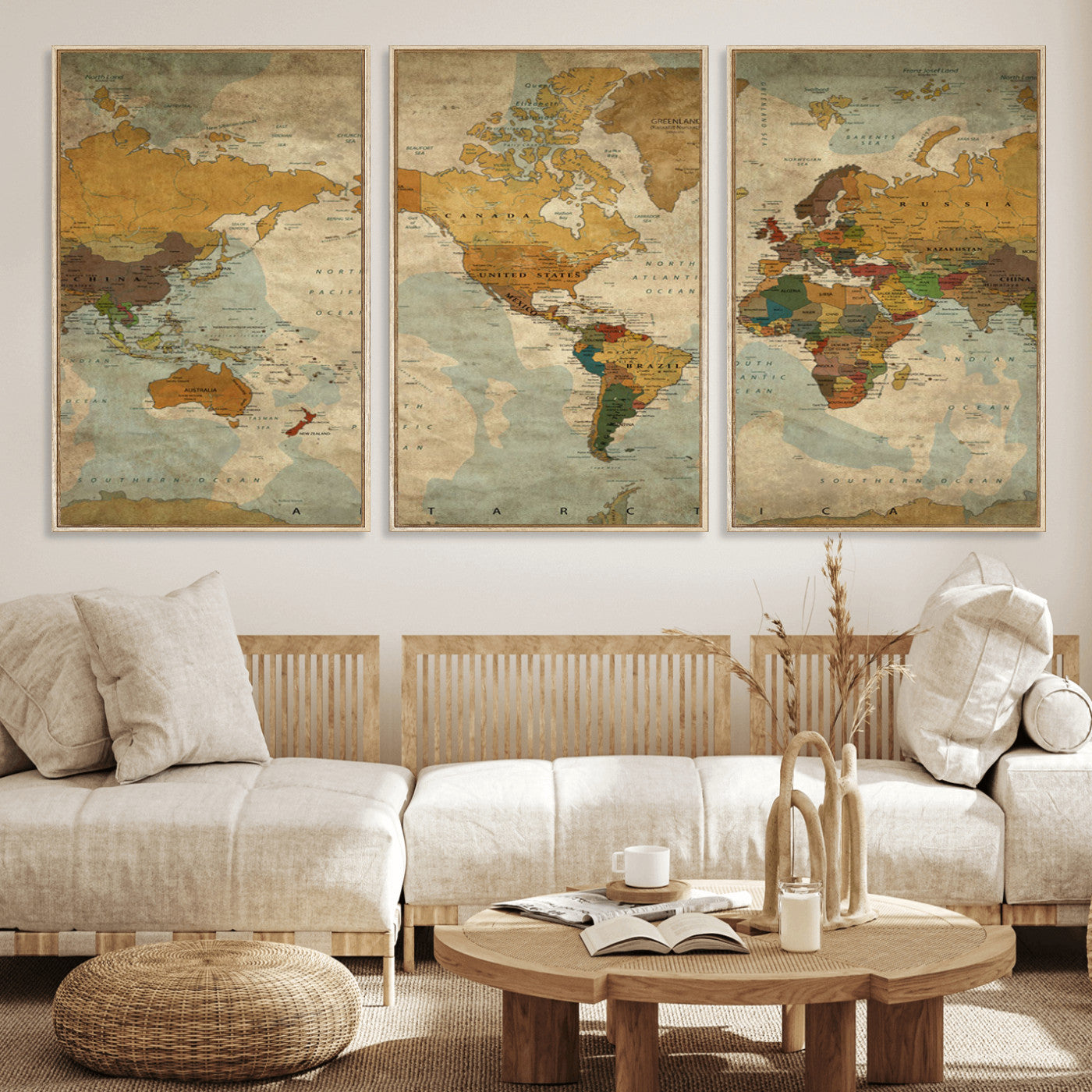 MGV-FC-60X30-3P - Push Pin World Map Canvas Print – Framed Wall Art for Couples to Track Their Travels – Anniversary