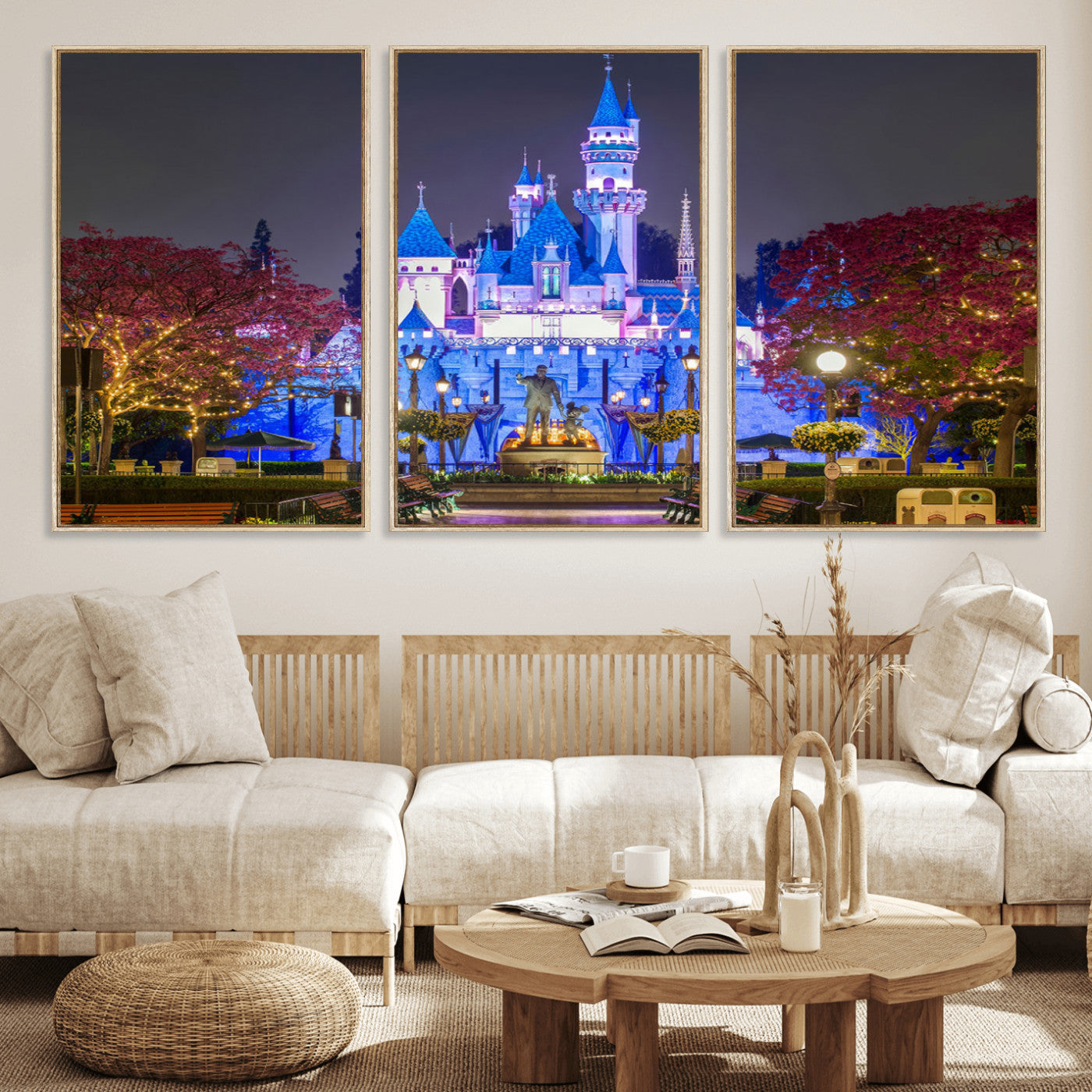 66710-MGV-FC-60X30-3P_Natural-Large Disney Castle Wall Art Canvas Print - Magic Kingdom Kids Room Decoration Disney World