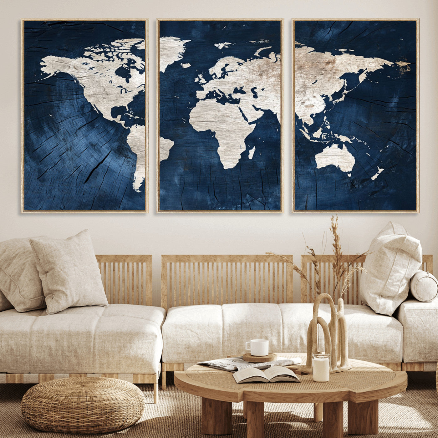 MGV-FC-60X30-3P - Push Pin World Map Canvas Print – Framed Wall Art for Couples to Track Their Travels – Anniversary