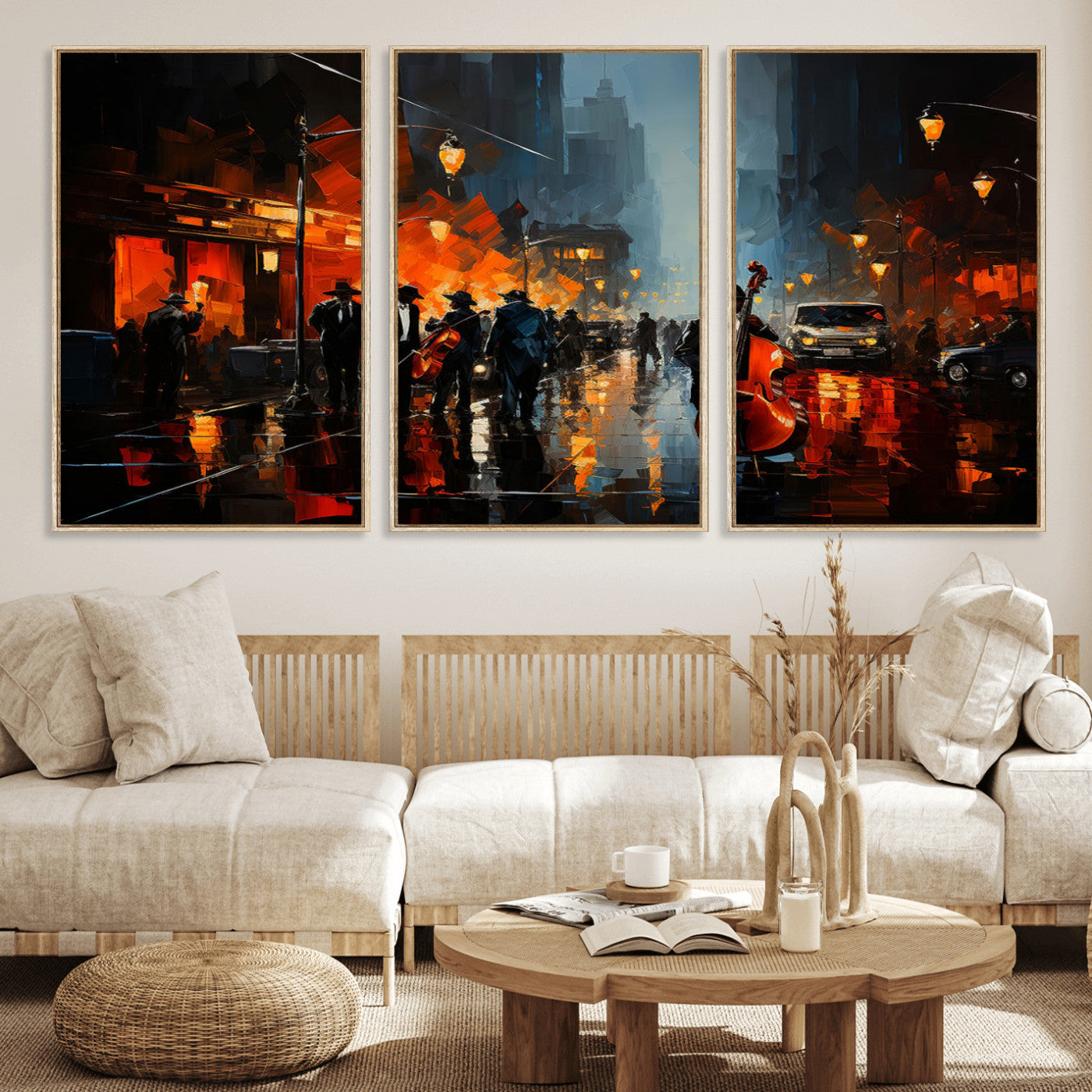 MGV-FC-60X30-3P - Winston Porter Jazz Wall Art - African American Music Canvas - Abstract Colorful Music Art - Framed