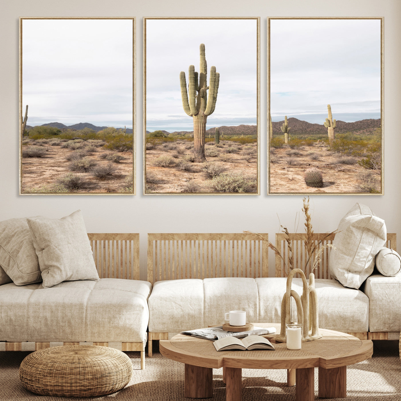 96147924-MGV-CV-36X24-Saguaro Cactus Wall Art Canvas Print, Framed Desert Art Picture Print, Minimalism Perfect Boho Decor, Framed Saguaro Cactus Canvas
