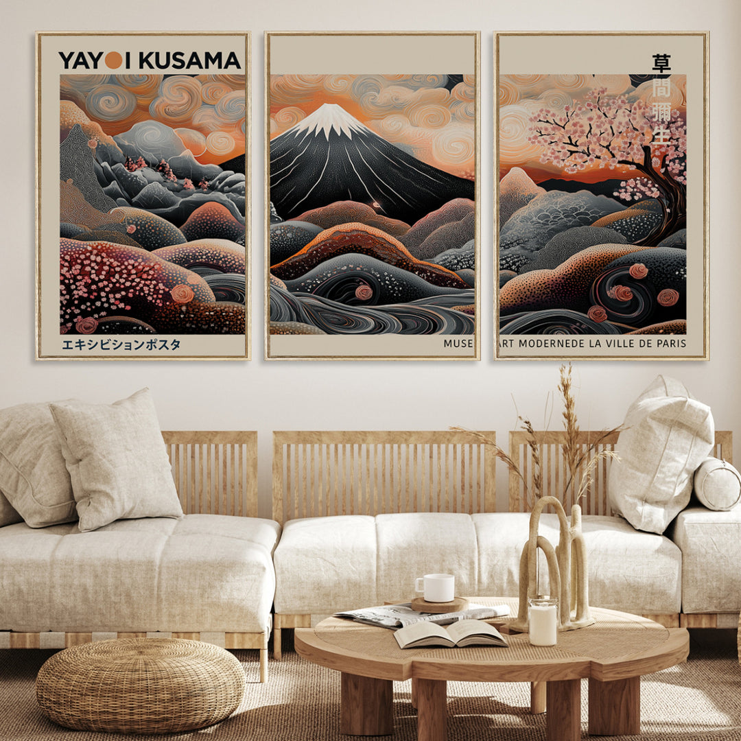 Yayoi Kusama Wall Art Canvas, Large Abstract Print, Framed Kusama Polka Dot Art Print, Yayoi Kusama Wall Decor