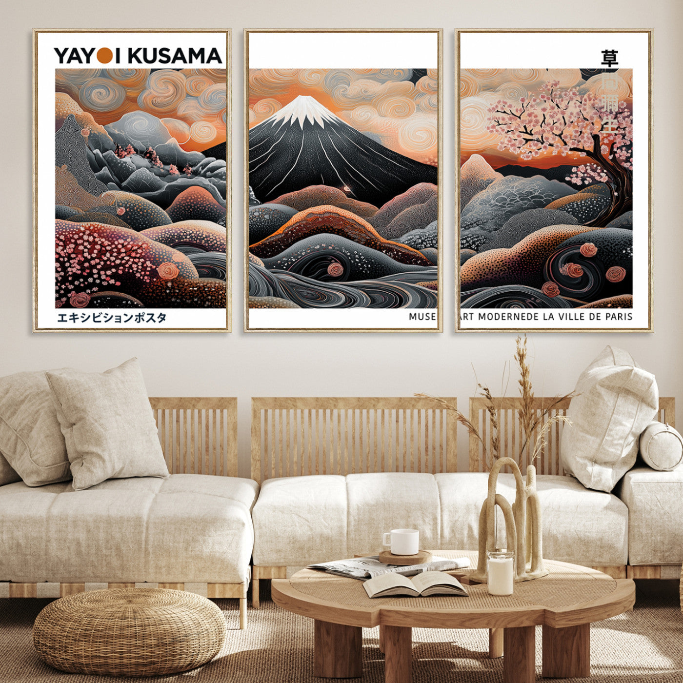63125329-MGV-CV-36X24-Yayoi Kusama Wall Art Canvas Print, Framed Contemporary Dot Art Picture Print, Japanese Style Perfect Japanese Decor