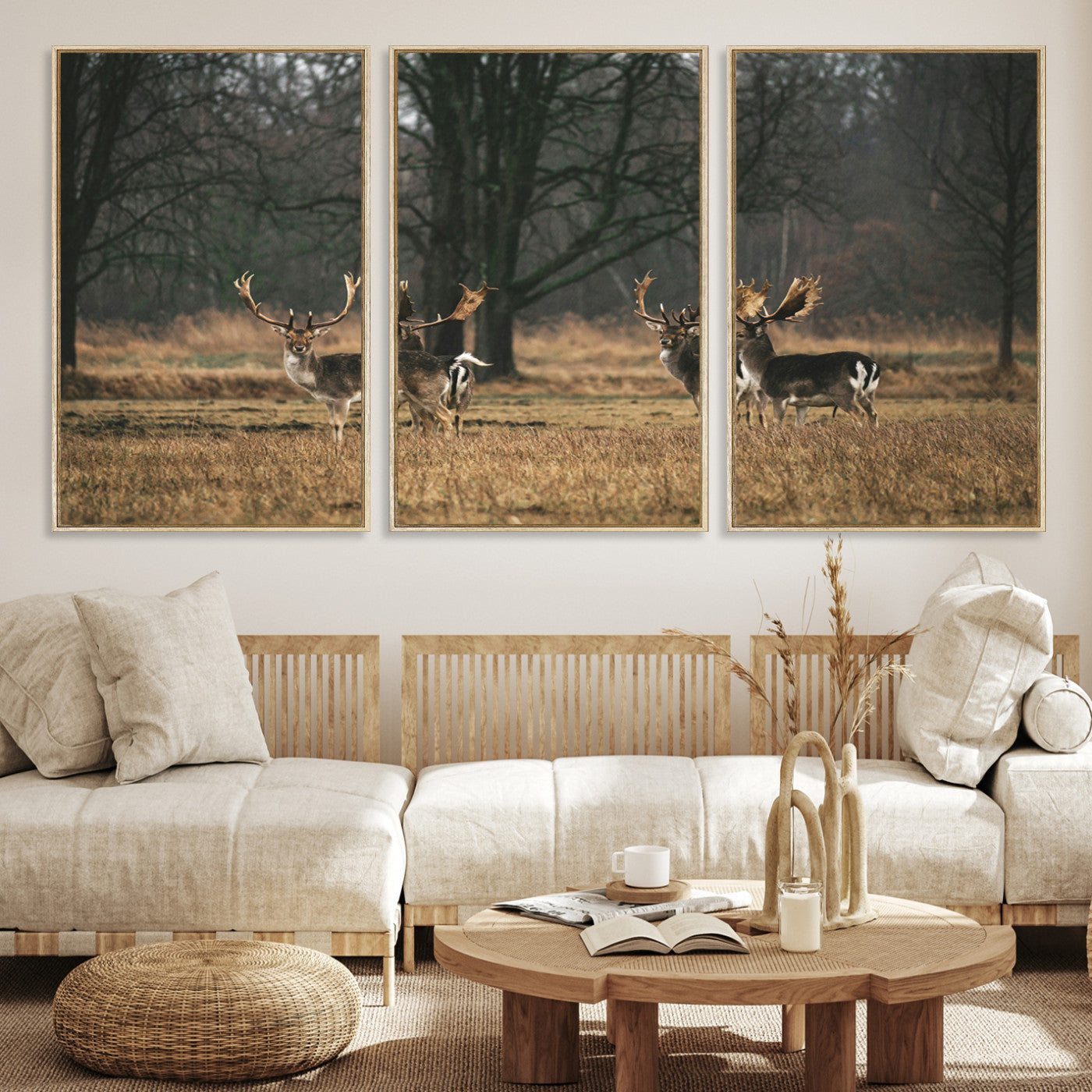 55348744-MGV-CV-36X24-Deer Photography Wall Art Canvas Print, Framed Rustic Wildlife Art Picture, Rustic Deer Wall Art Print