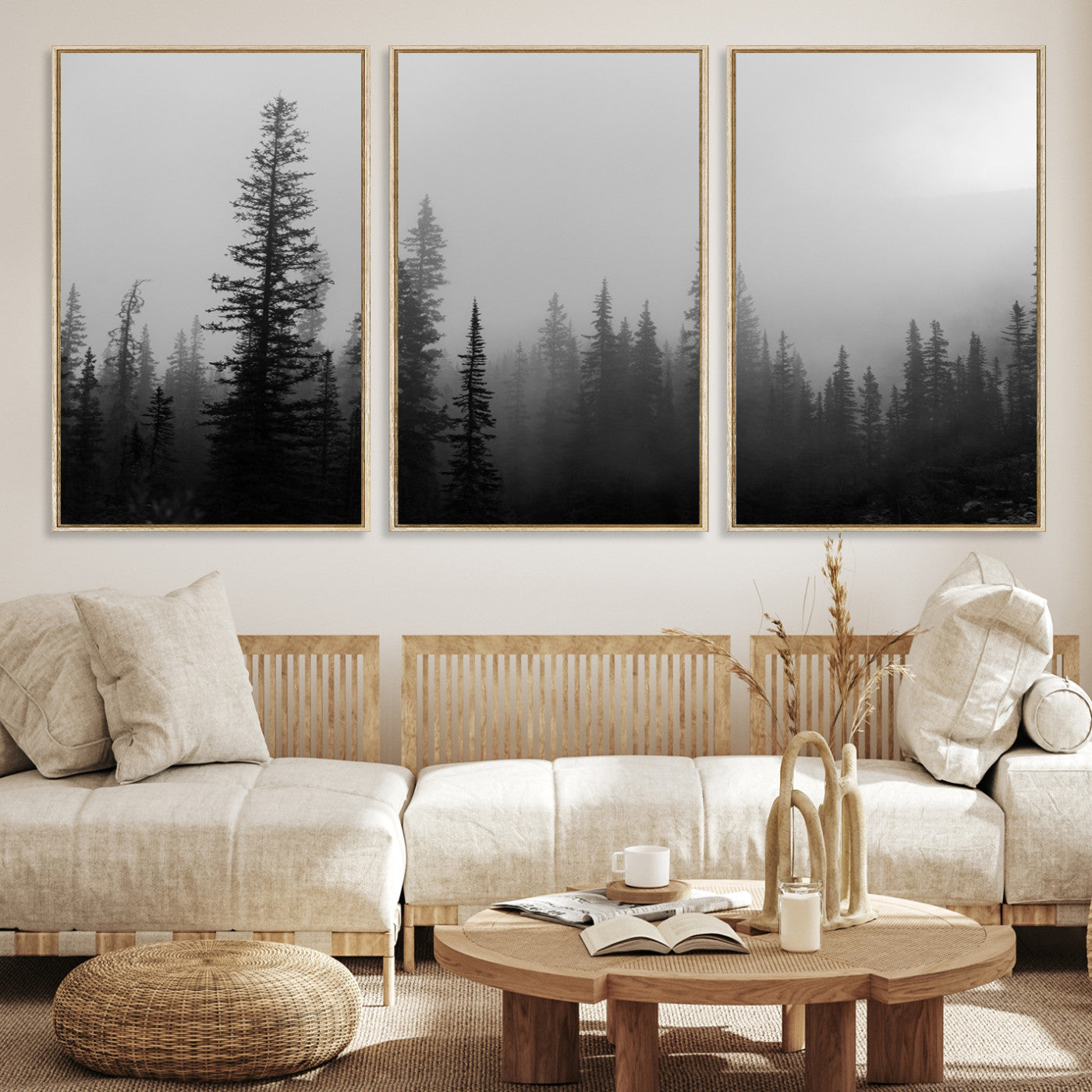 73138900-MGV-CV-36X24-Misty Pines Wall Art Canvas Print - Perfect Rustic Decor