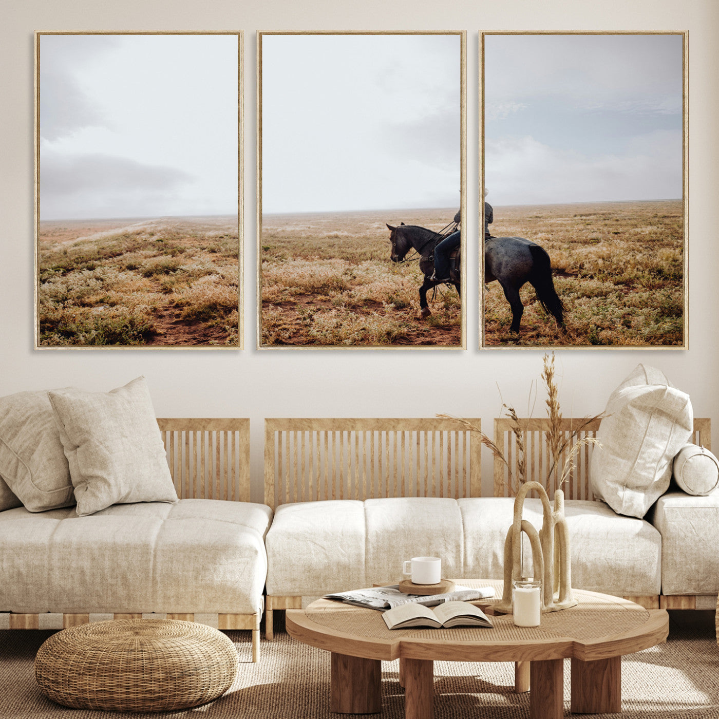 57597730-MGV-CV-36X24-Cowboy Wall Art Wall Art Canvas Print, Framed Western Canvas Art Picture Print, Rustic Ranch Scene Perfect Rustic Western Decor Artwork