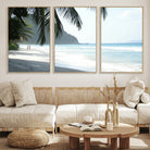 18311030-MGV-CV-36X24-Tropical Beach Wall Art Canvas Print, Framed Serene Ocean Art Picture Print, Palm Tree Shadows Perfect Tropical Coastal Decor Artwork